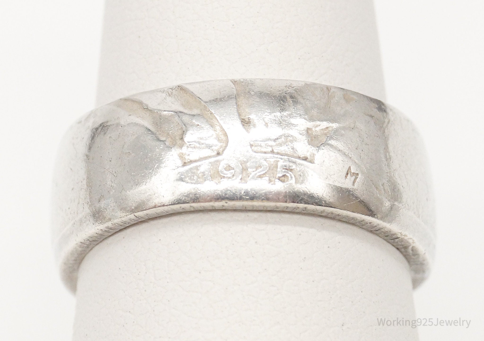 Vintage 1925 Standing Liberty Quarter Dollar Coin Silver Ring - Size 6.75