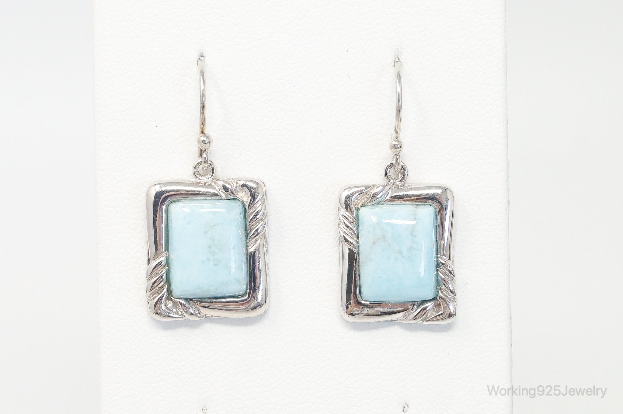 Designer BBJ Blue Larimar Sterling Silver Earrings