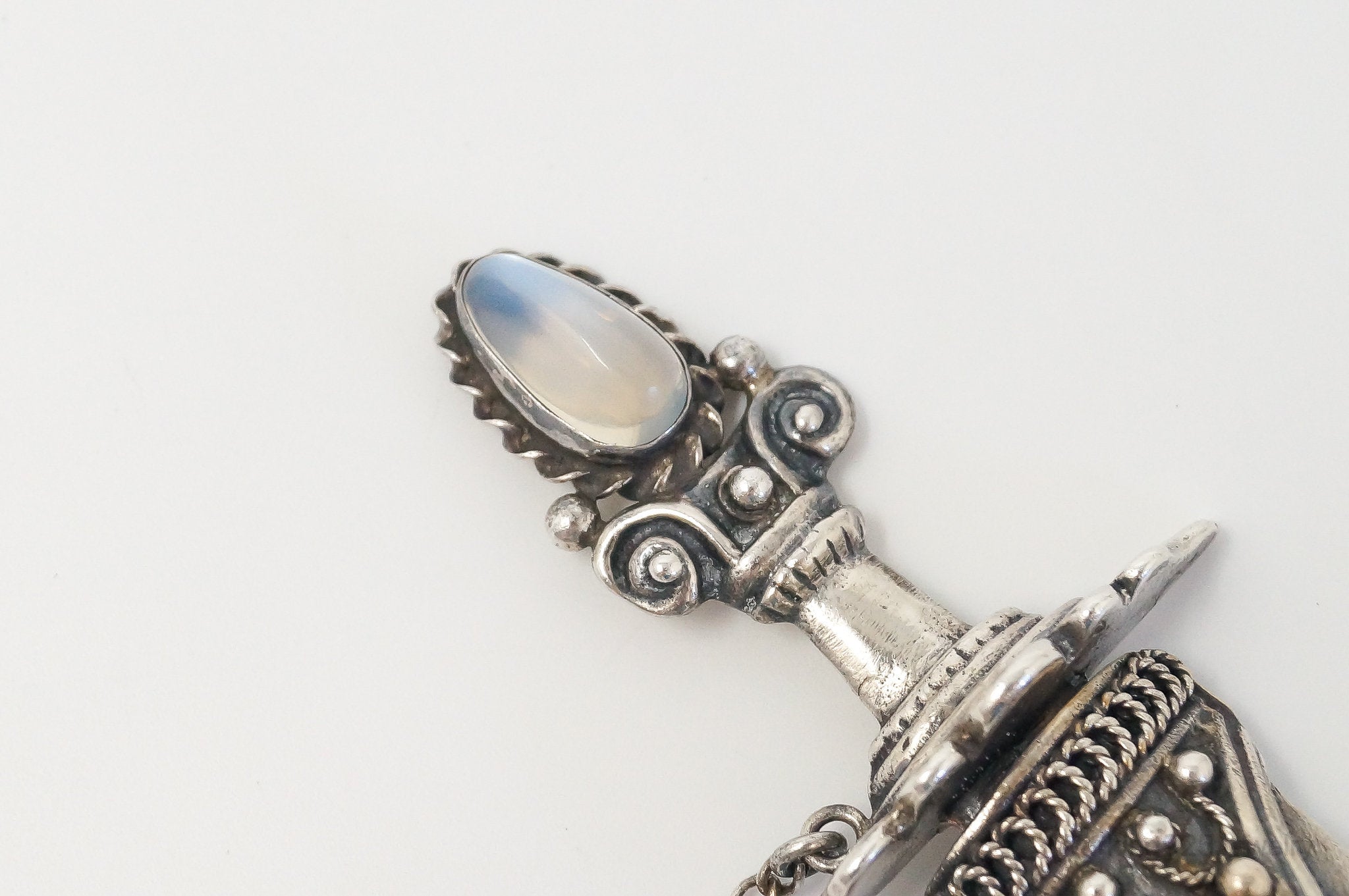 Large Antique Moonstone Sword Dagger Pin Brooch