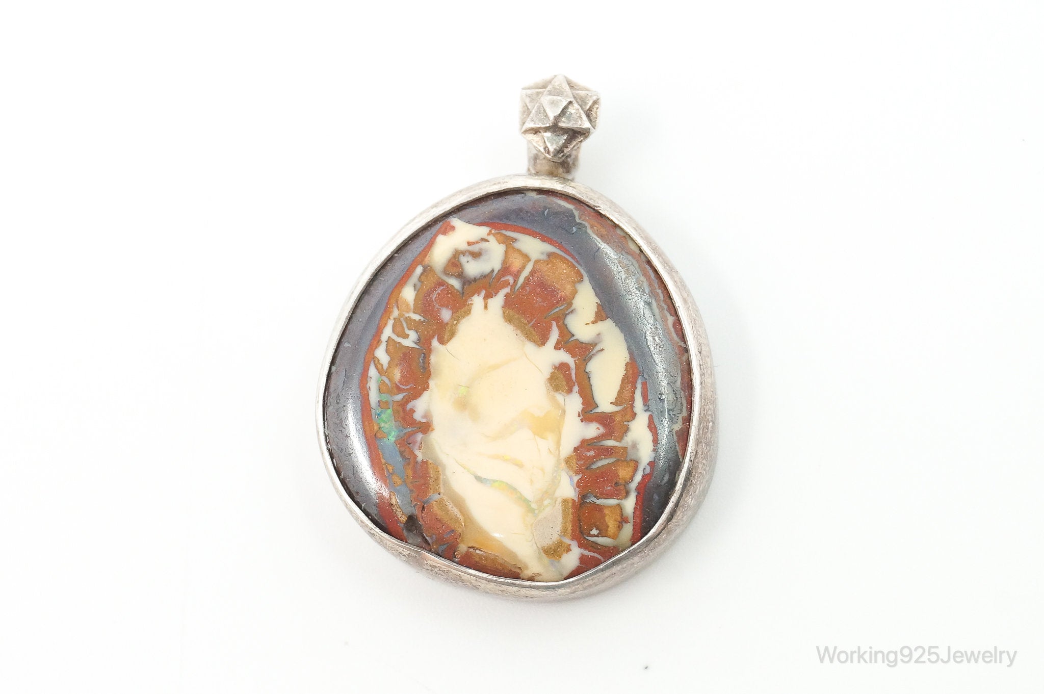 Rare Designer PAMELA XVN Opalized Agate Sterling Silver Pendant