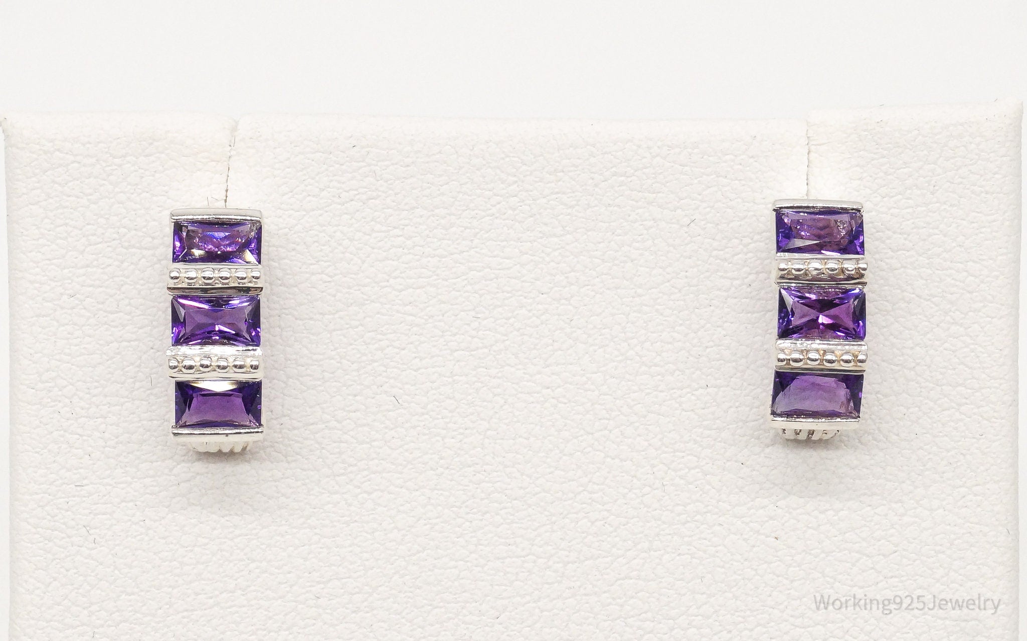 Vintage Amethyst Sterling Silver Earrings