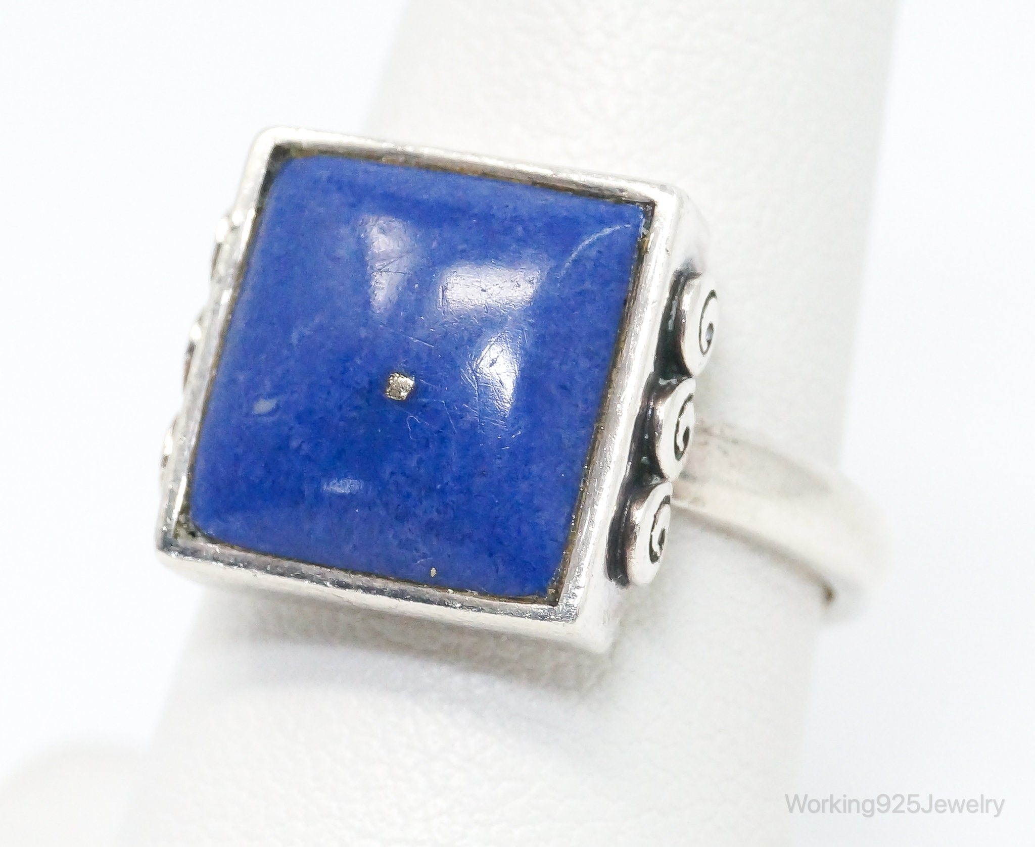 Vintage Designer BOMA Lapis Lazuli Swirl Sterling Silver Ring - Size 8