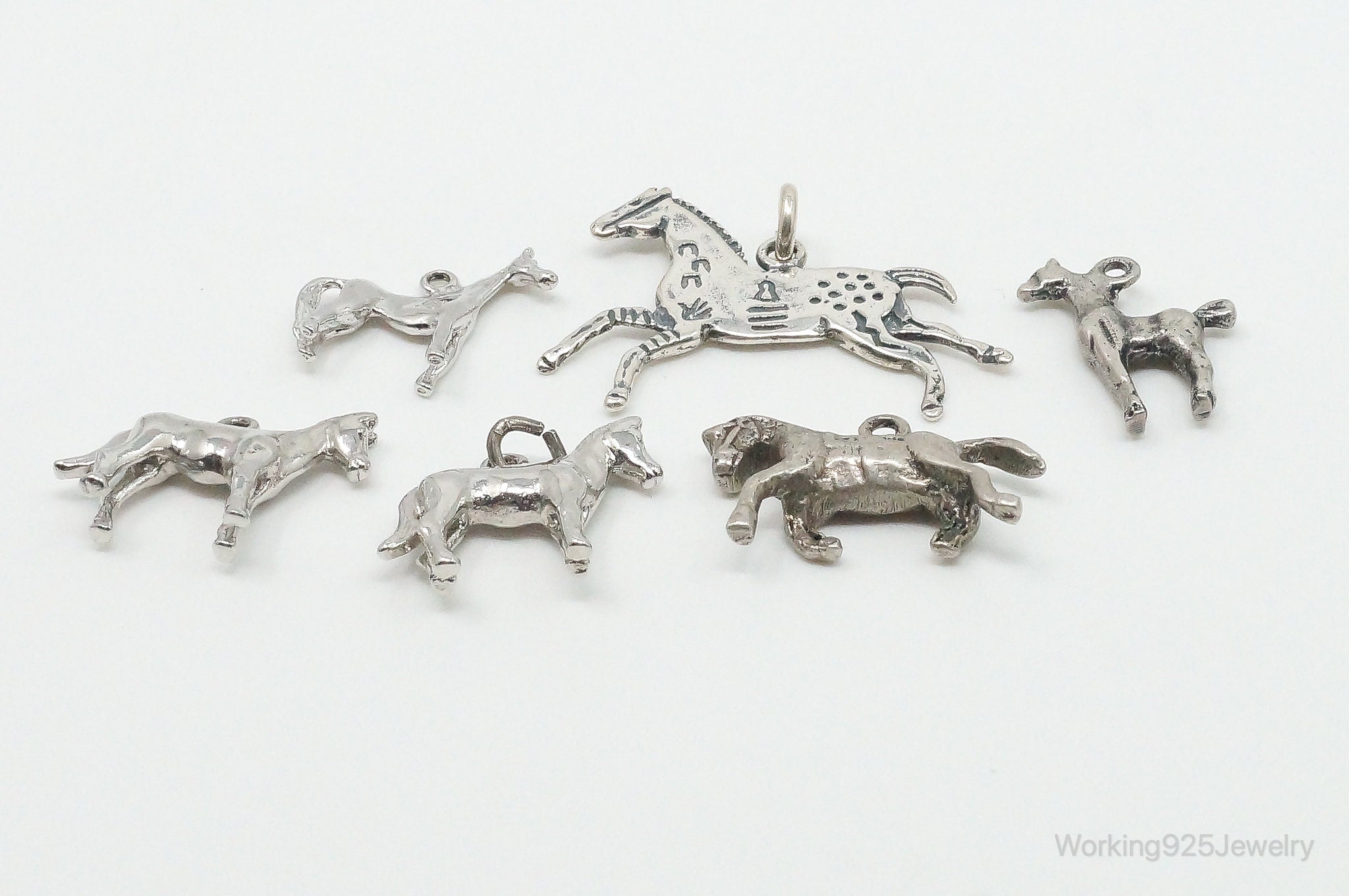 Vintage Antique Horses Sterling Silver Charms Lot