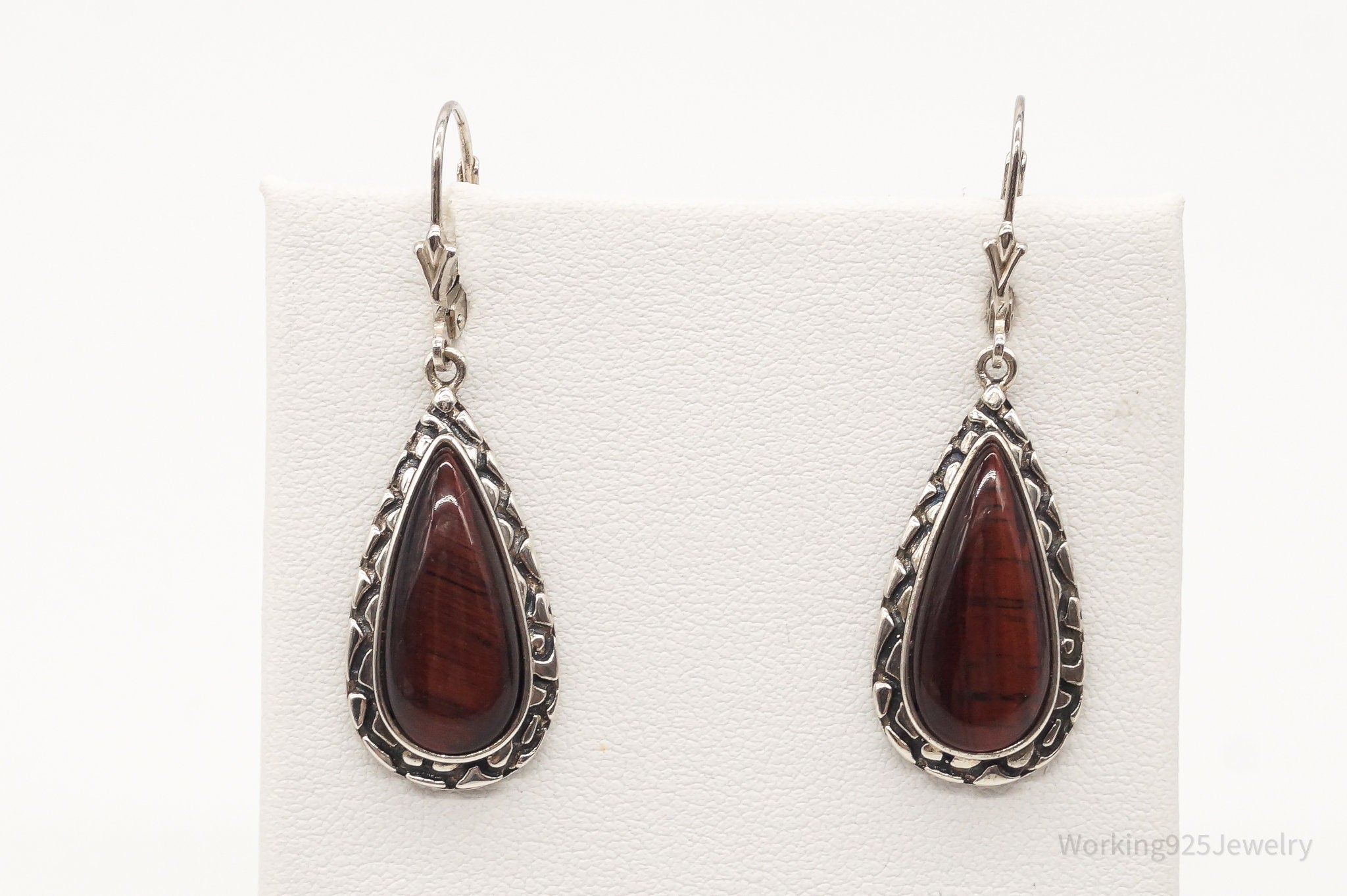 Designer Whitney Kelly WK Red Tigers Eye Sterling Silver Earrings