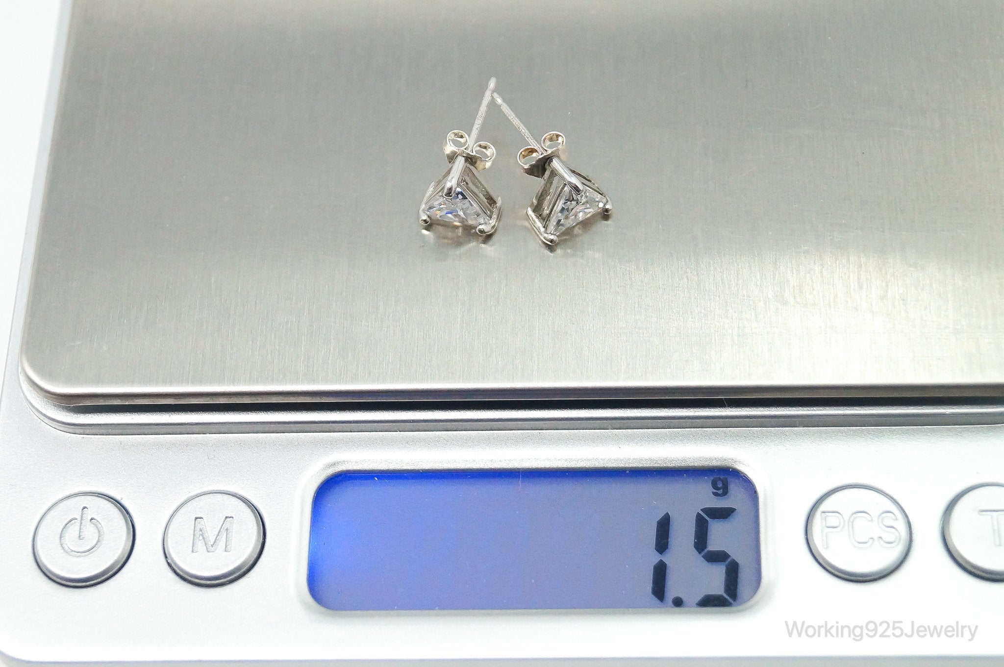 Cubic Zirconia Sterling Silver Stud Post Earrings