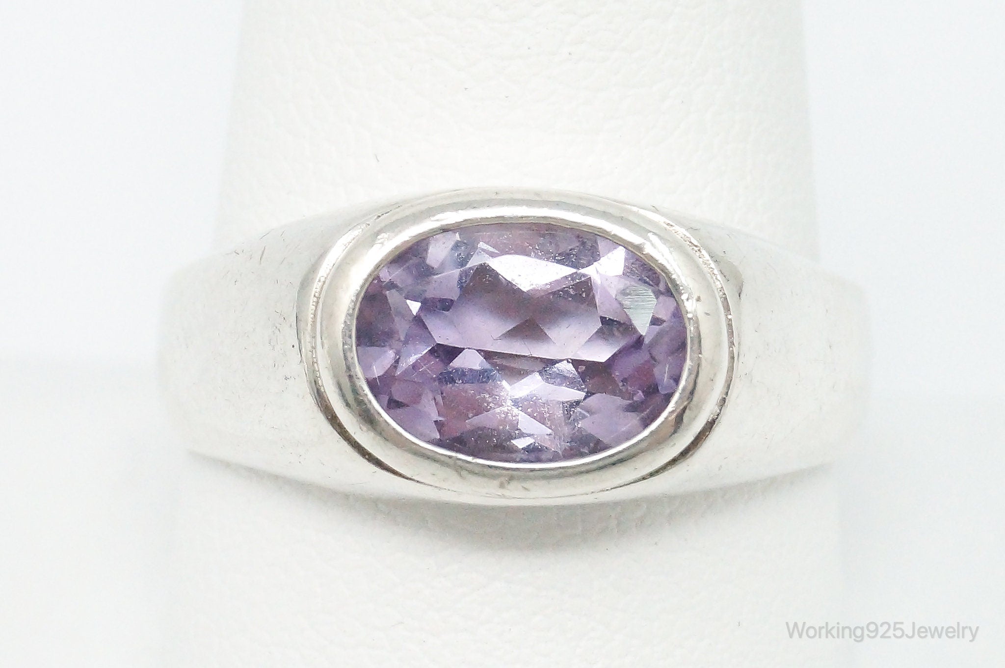 Vintage Amethyst Sterling Silver Ring - Size 10