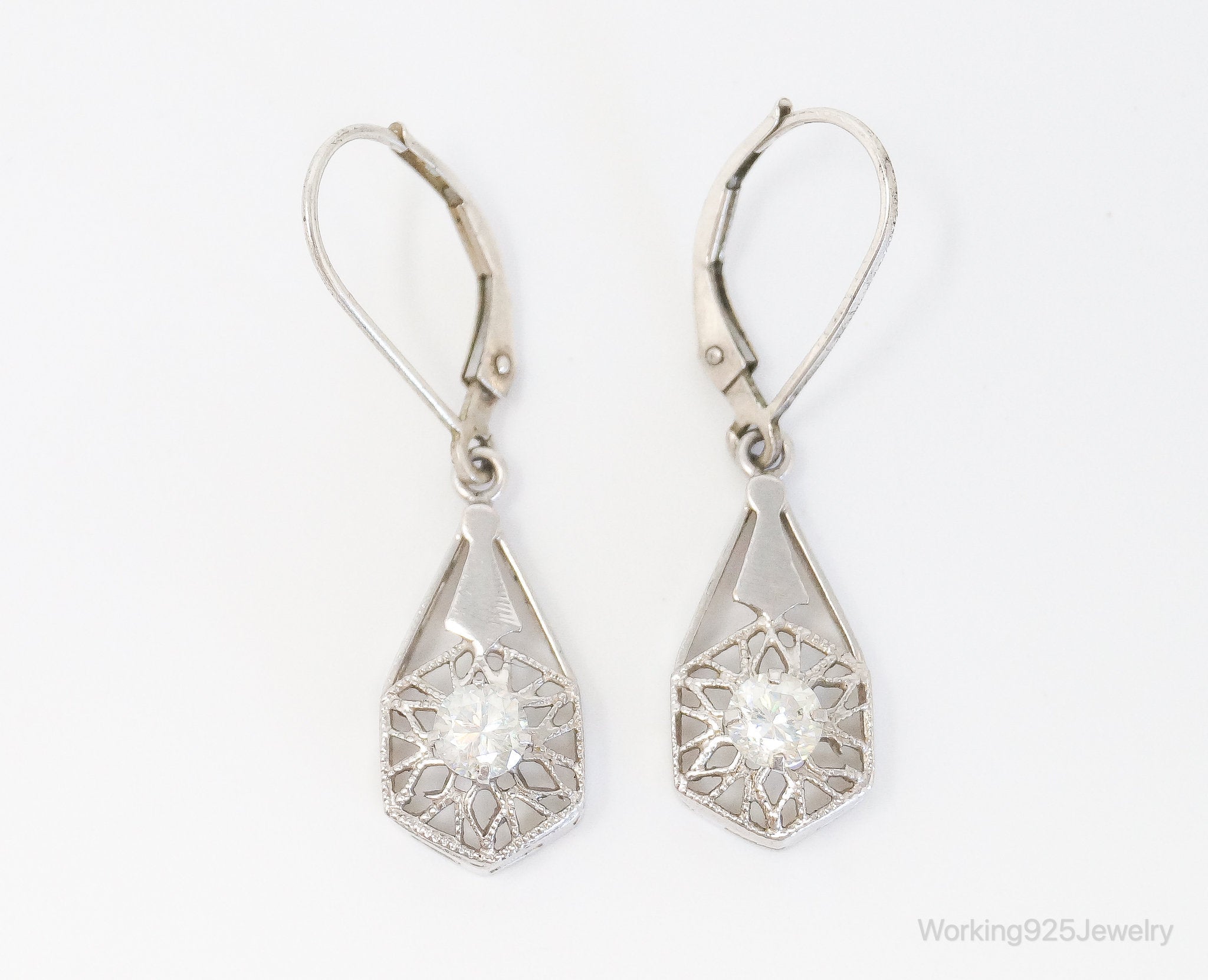 Vintage Cubic Zirconia Sterling Silver Earrings