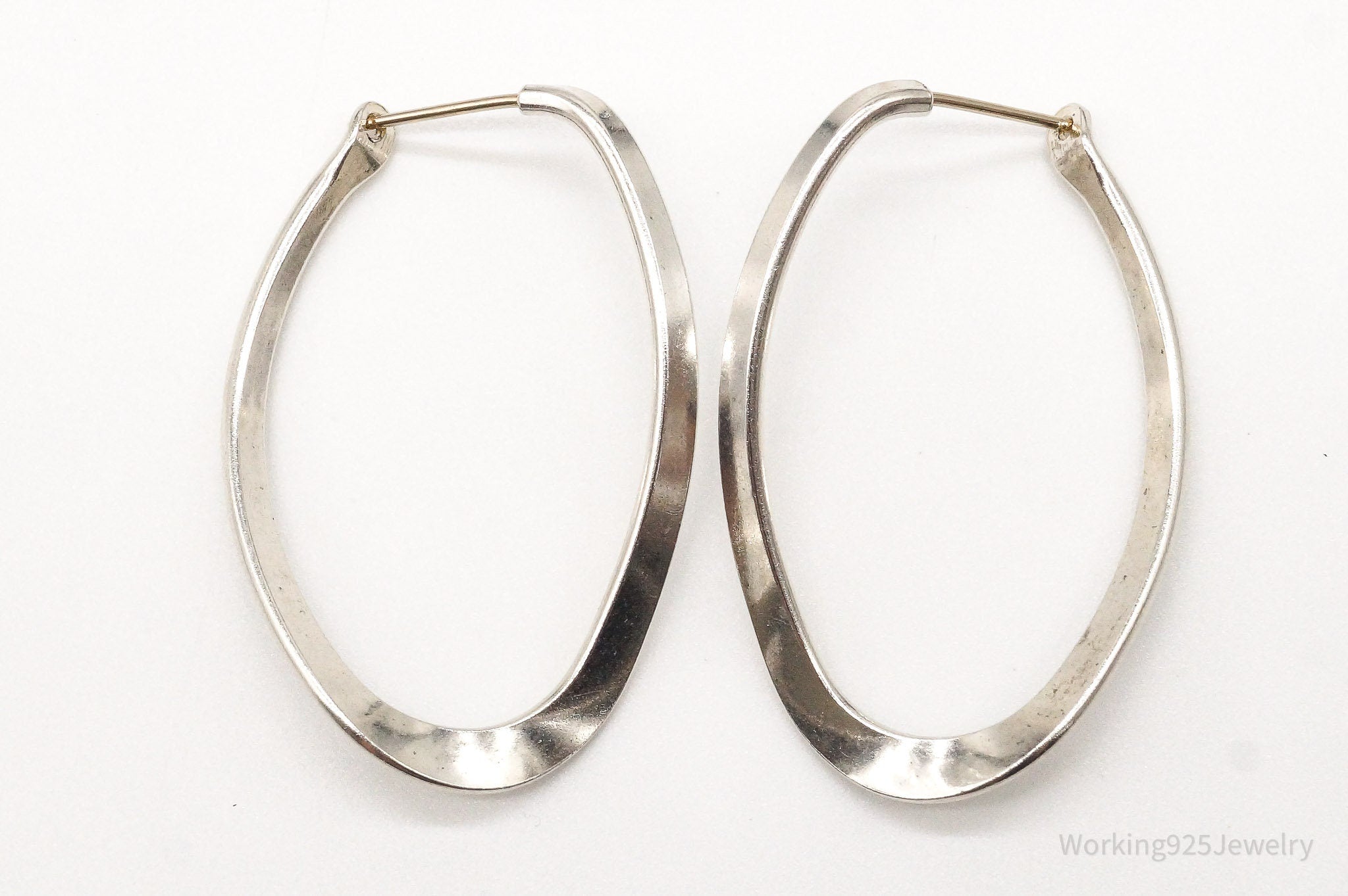 Vintage Designer 14KGF Post Sterling Silver Hoop Earrings