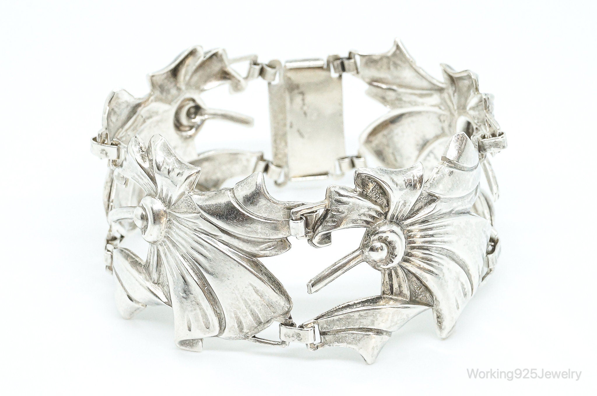 Antique Floral Sterling Silver Bracelet