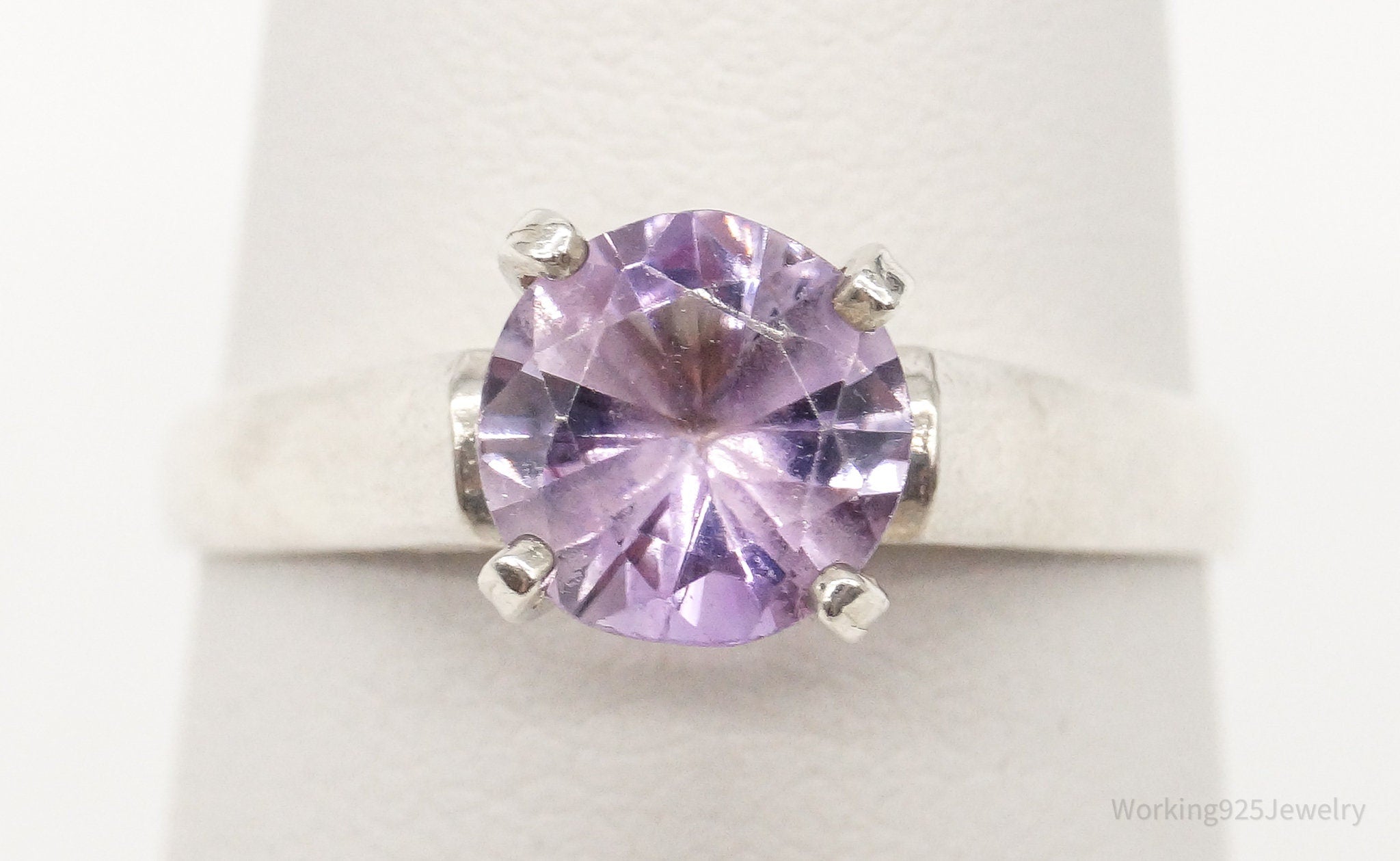 Vintage Amethyst Sterling Silver Ring - Size 6.75