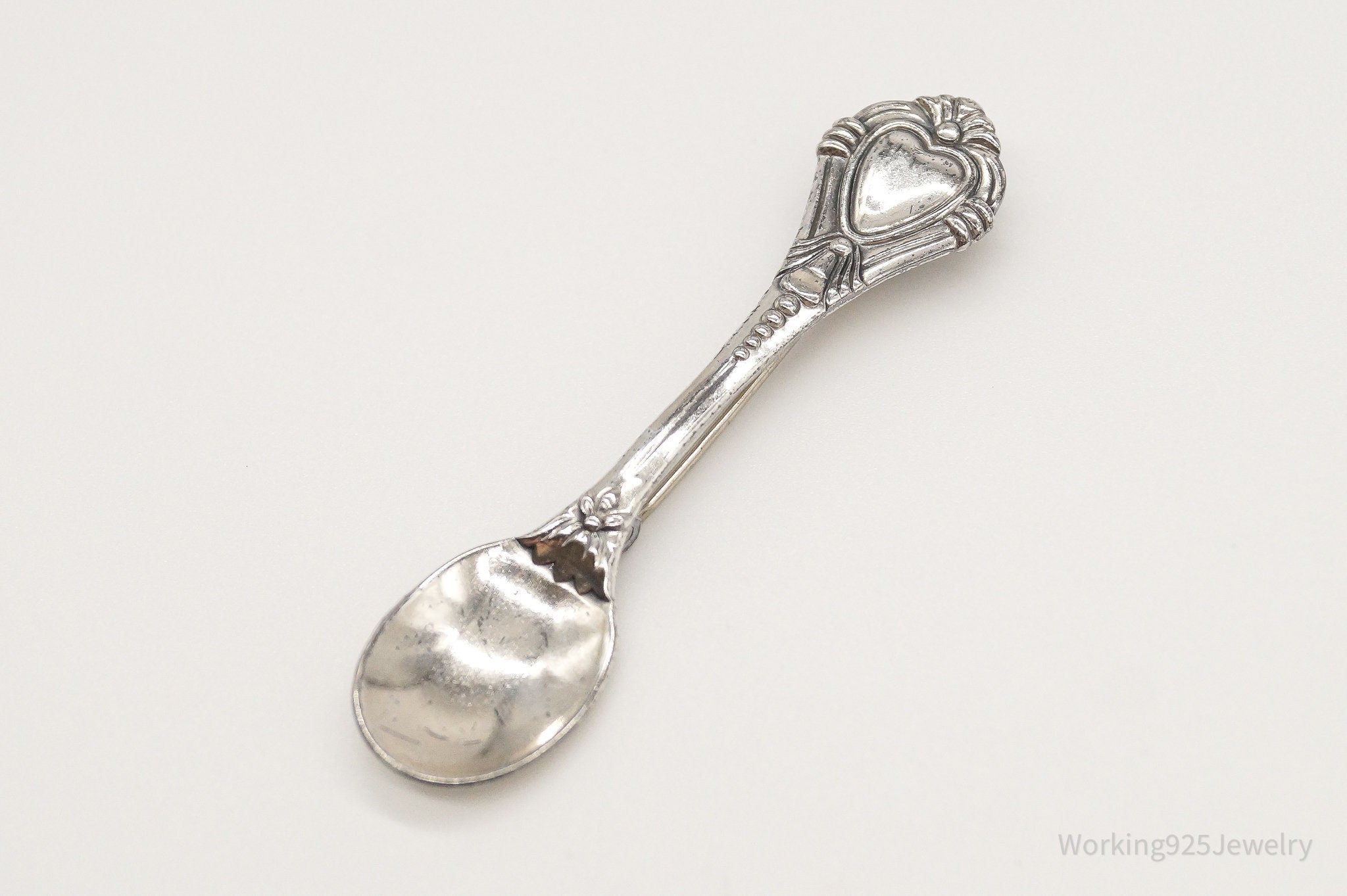 Antique Spoon Sterling Silver Brooch Pin