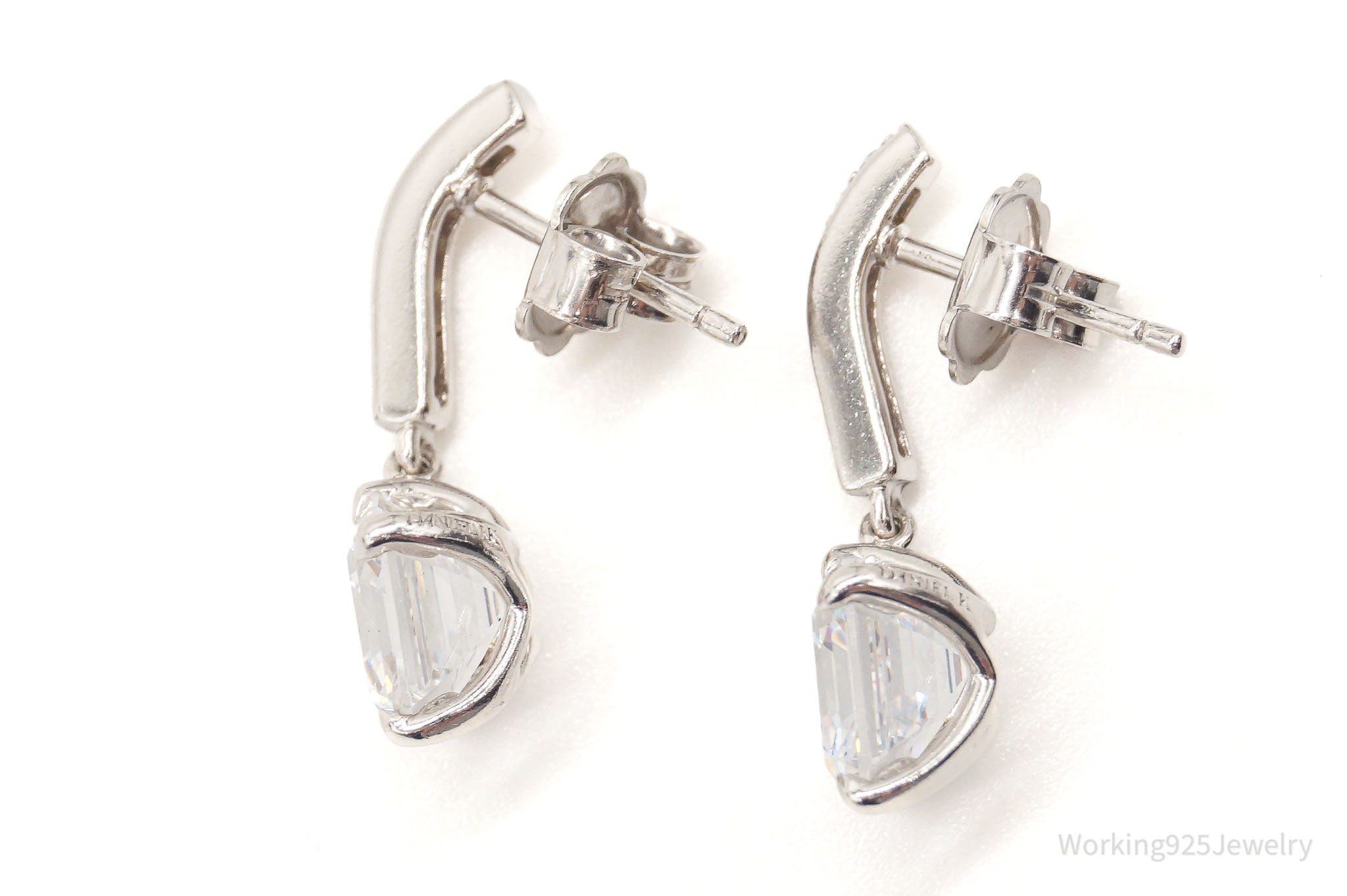 Designer Daniel K Simulated Diamond Rhodium Finish Sterling Silver Earrings