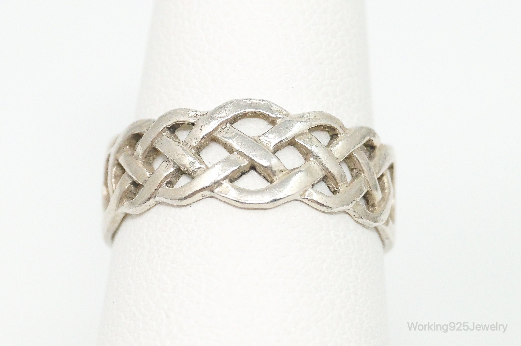 Vintage Celtic Knot Design Sterling Silver Band Ring - Size 6.5