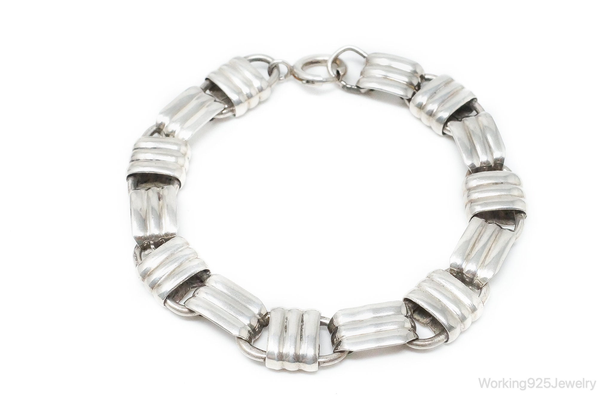 Vintage Designer Napier Modern Large Links Sterling Silver Bracelet