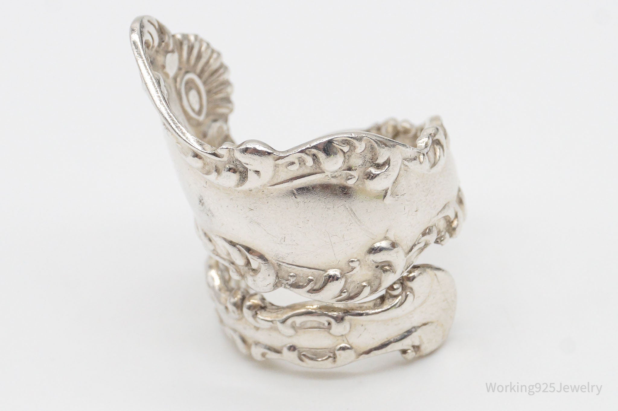 Antique Art Nouveau Sterling Silver Spoon Ring - Size 6.5 Ajustable