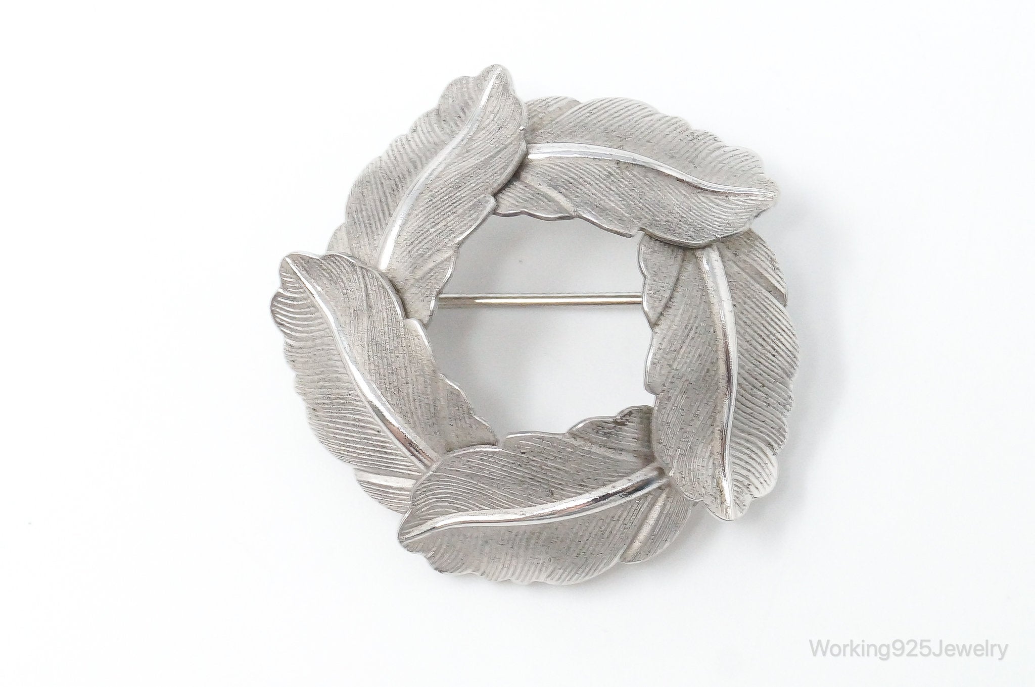 Vintage Designer Carl-Art Leaves Sterling Silver Brooch Pin