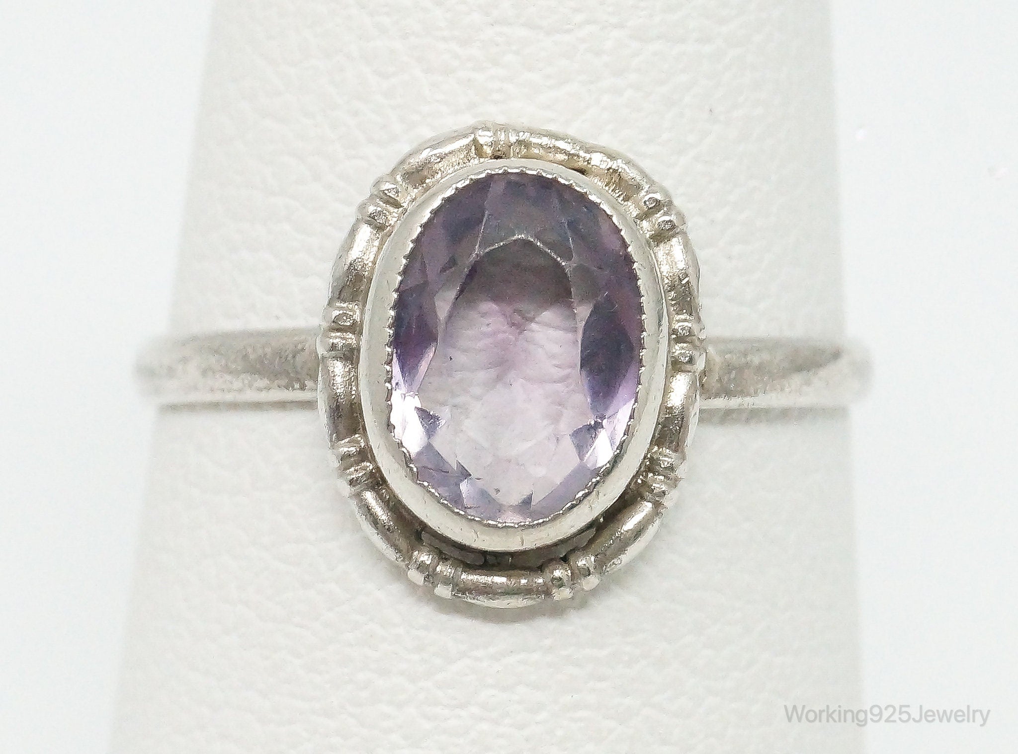 Antique Amethyst 835 Silver Ring - Size 7.75