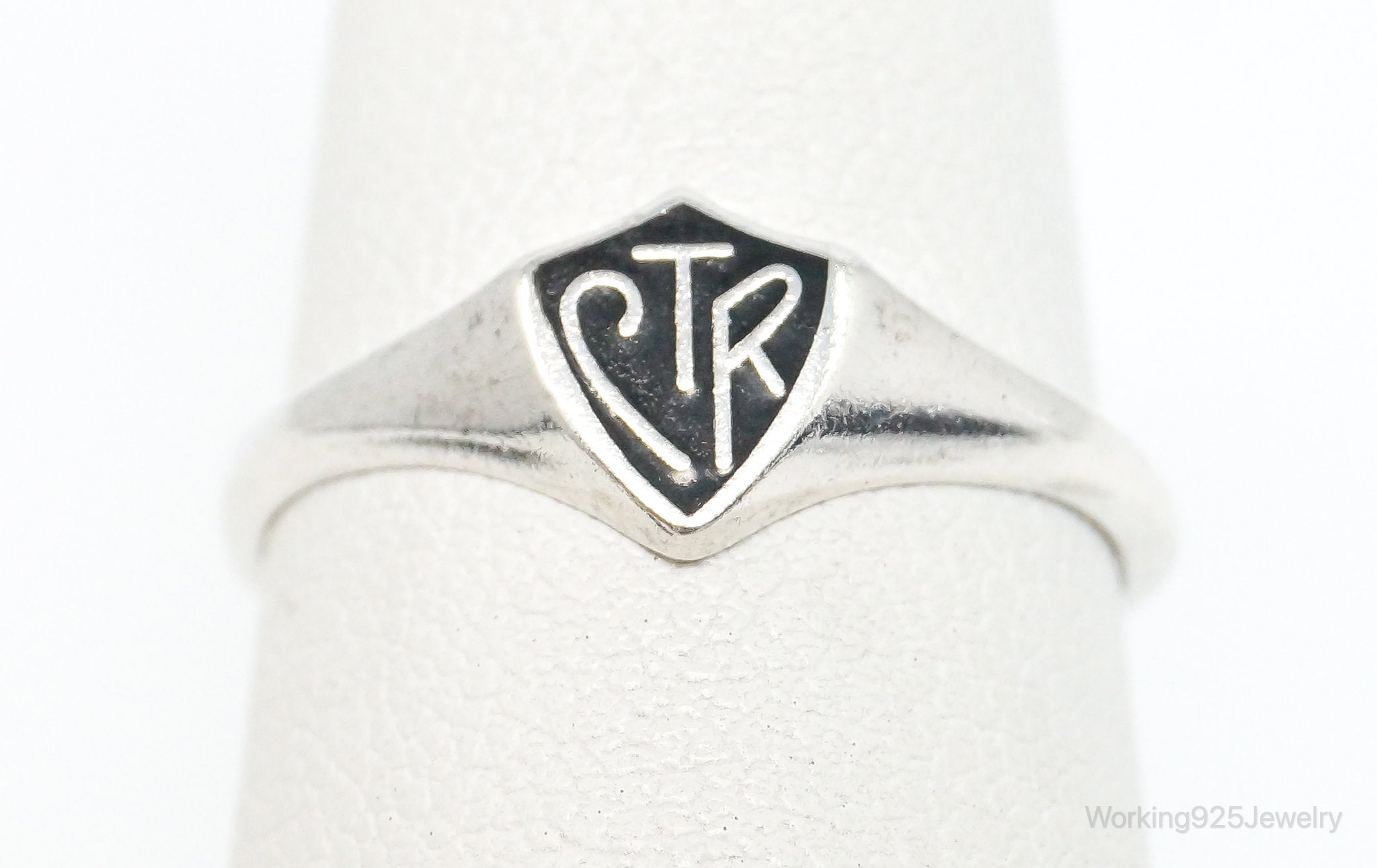 CTR "Choose The Right" Black Enamel Shield Sterling Silver Ring - Size 5.25