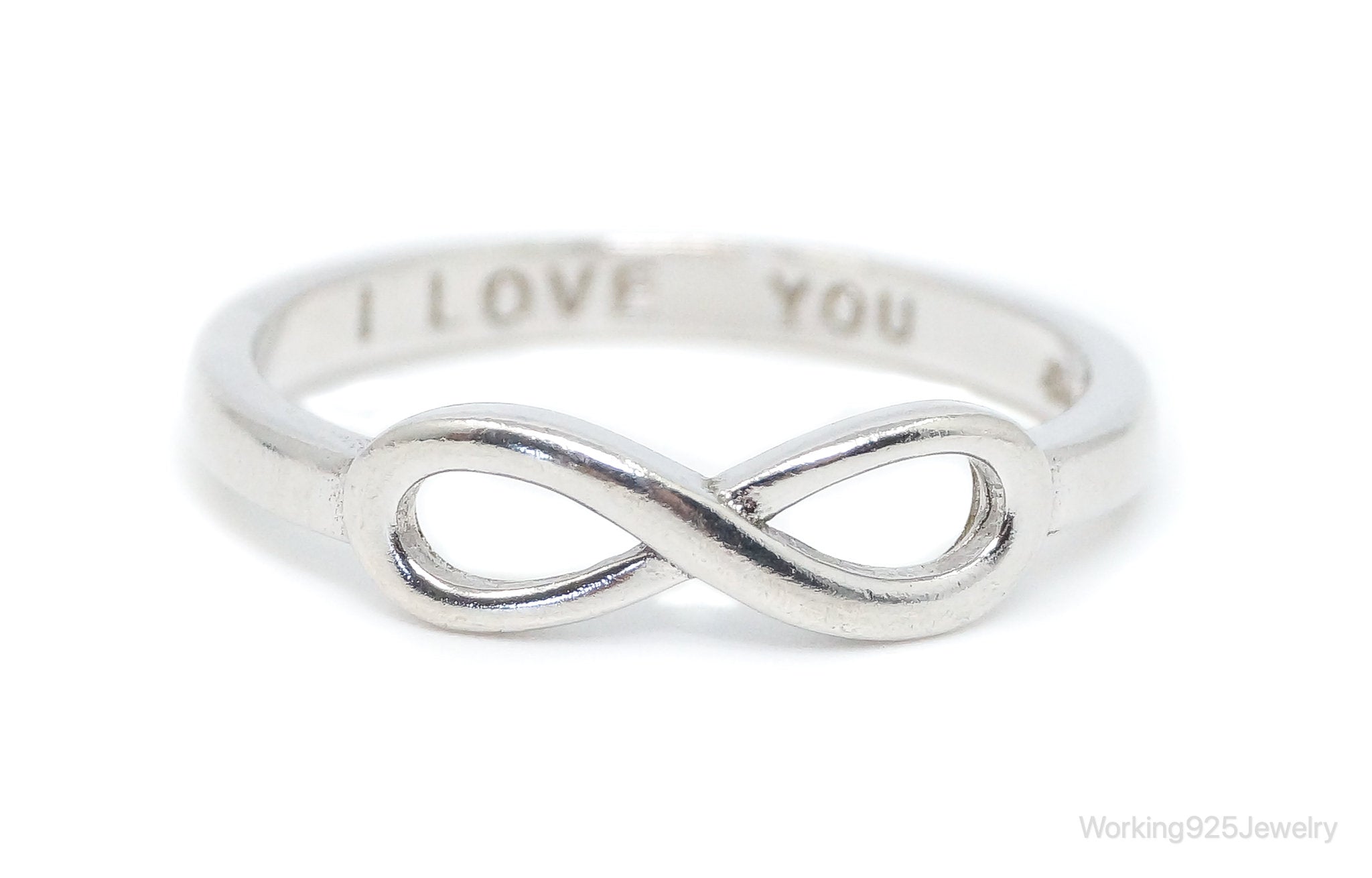 Vintage "I Love You" Infinity Sterling Silver Ring - SZ 7