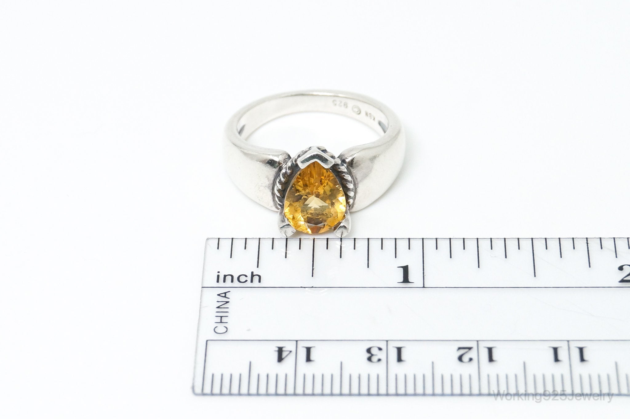 Vintage Designer KABANA Citrine Sterling Silver Ring - Size 7.75