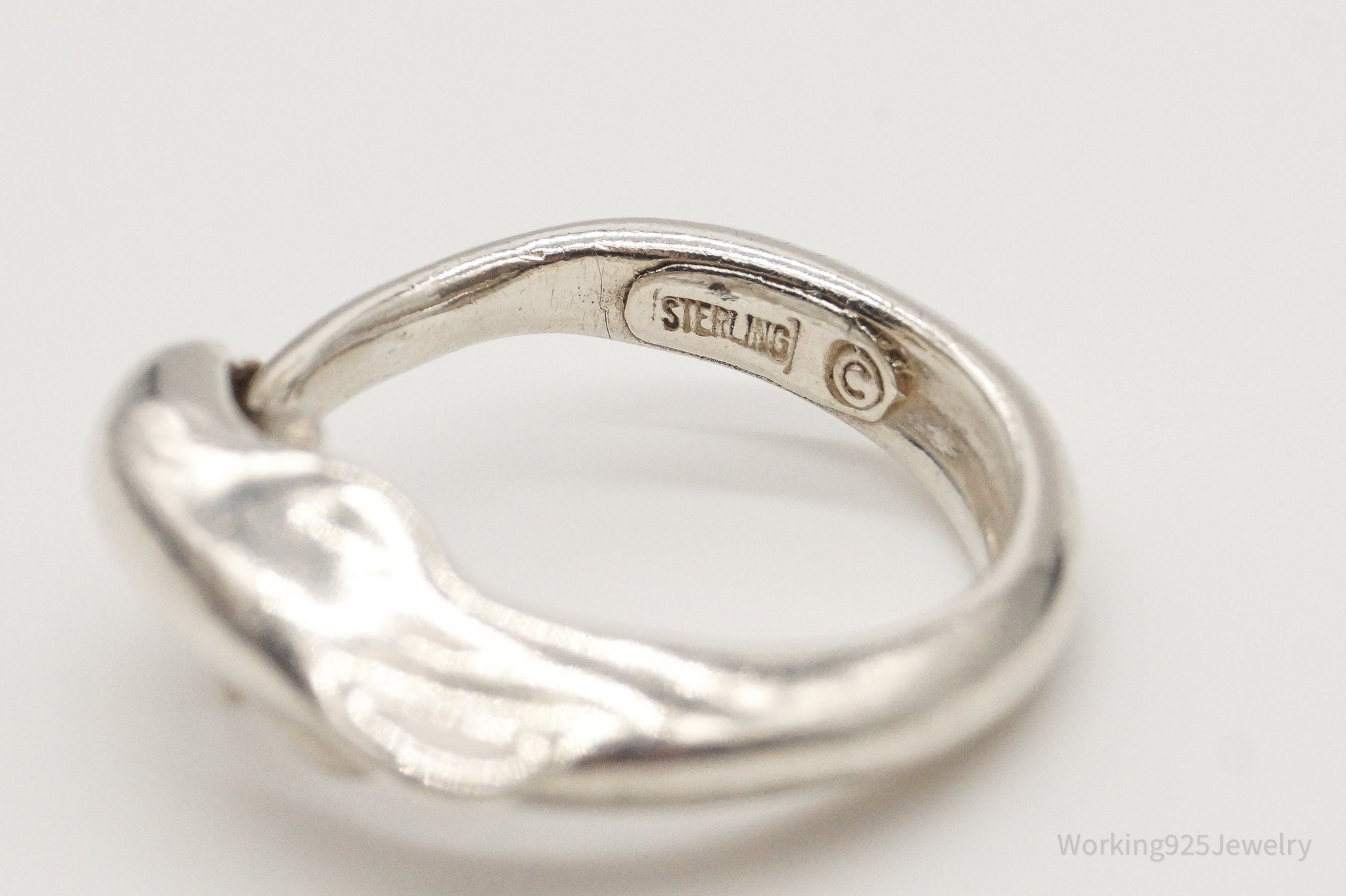 Vintage Dolphin Sterling Silver Wrap Ring - Size 6