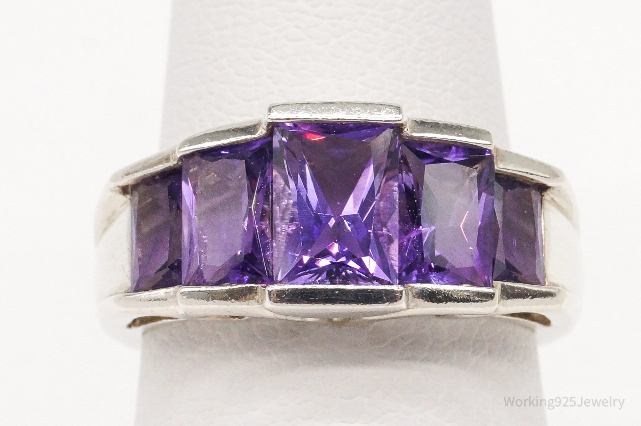 Vintage Amethyst Sterling Silver Ring - Size 6