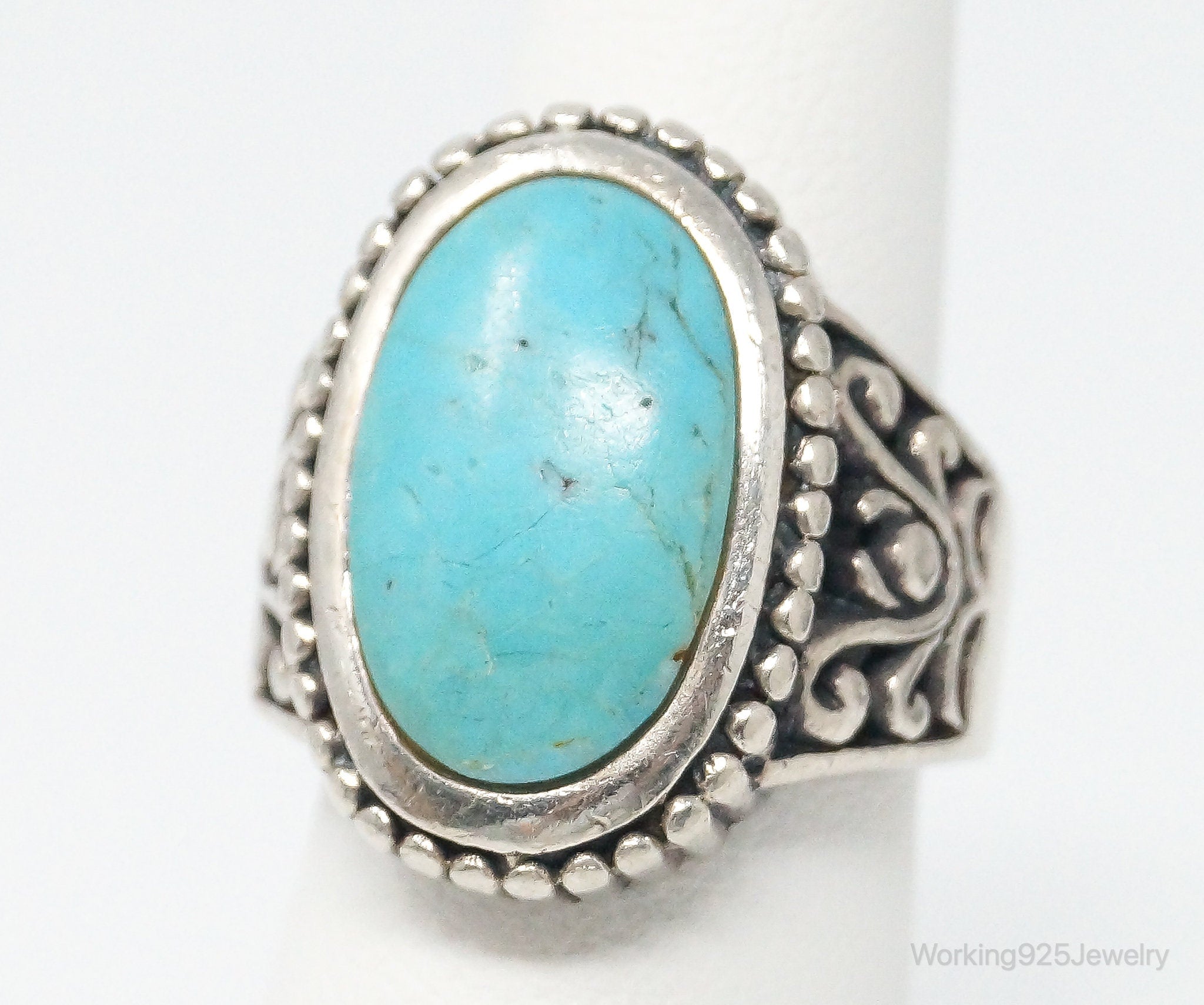 Designer NK Turquoise Sterling Silver Ring - Size 5.5