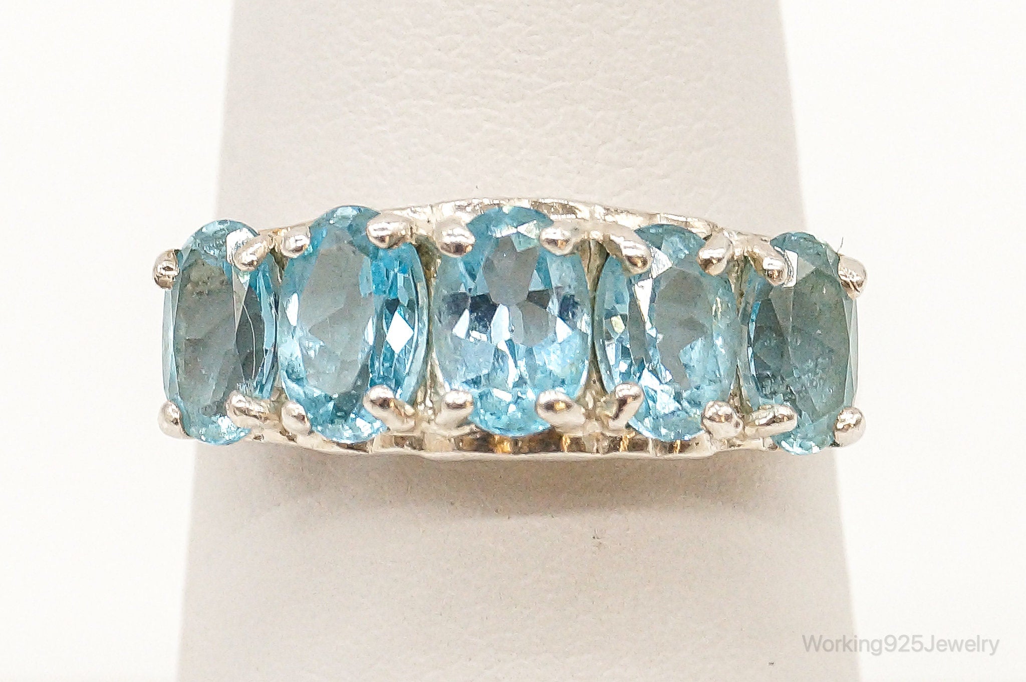 Vintage Designer CNA Blue Topaz Sterling Silver Ring - SZ 7