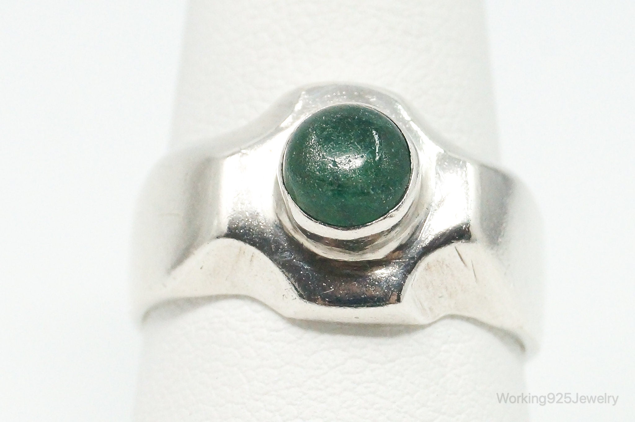 Vintage Aventurine Modernist Sterling Silver Ring - Size 8.75