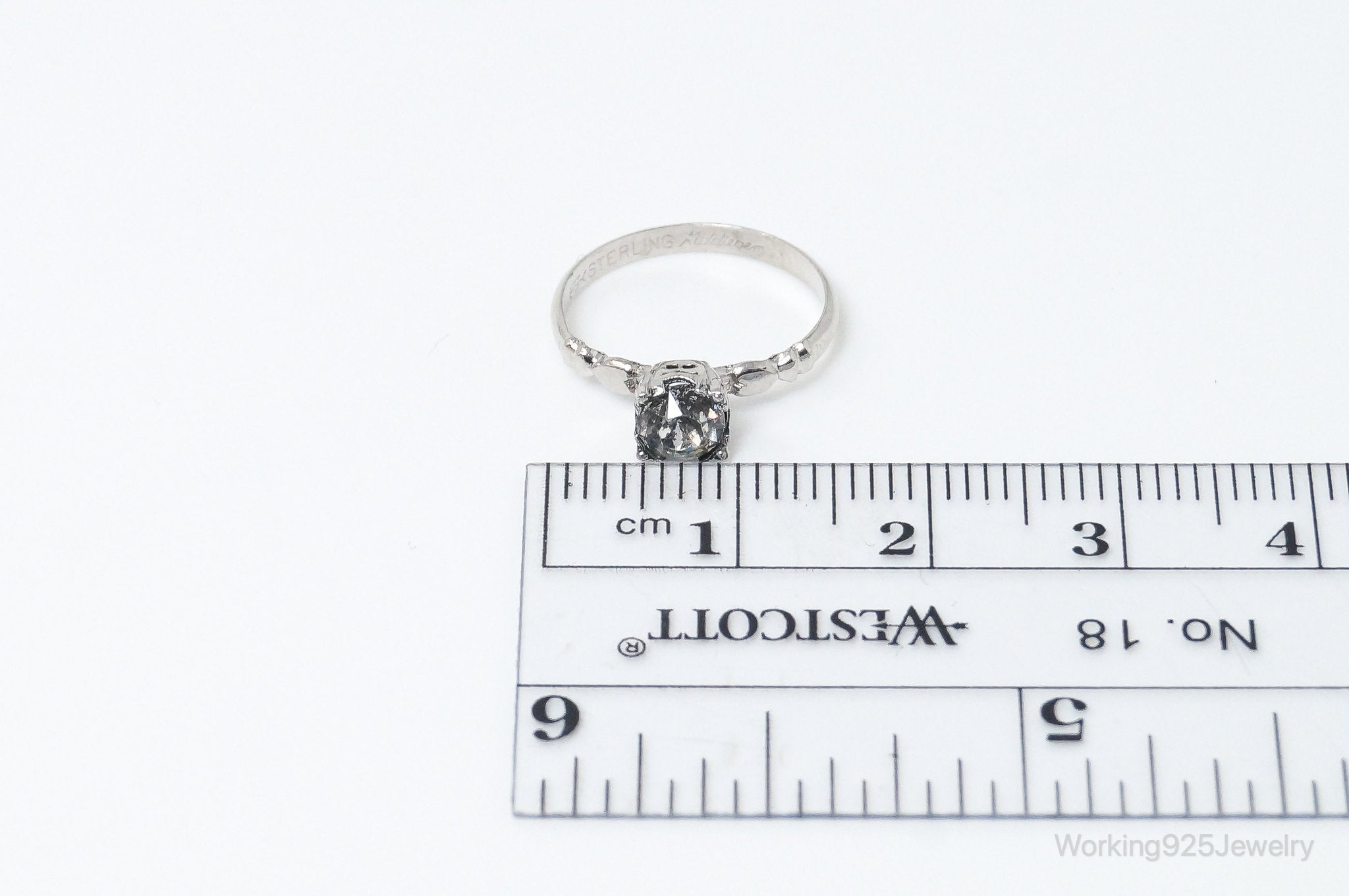 Antique Designer Kiddiegem Rhinestone Sterling Silver Ring - SZ 2.5