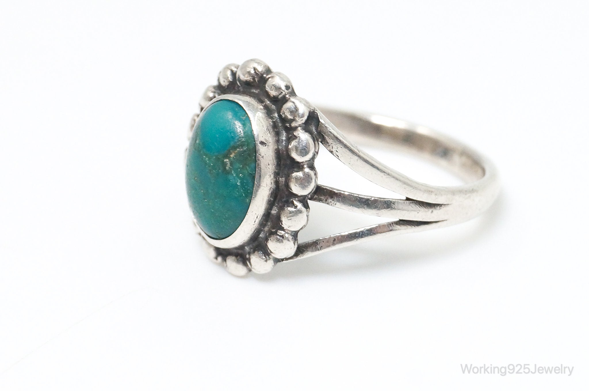 VTG Native American Turquoise Unsigned Sterling Silver Ring SZ 6.5