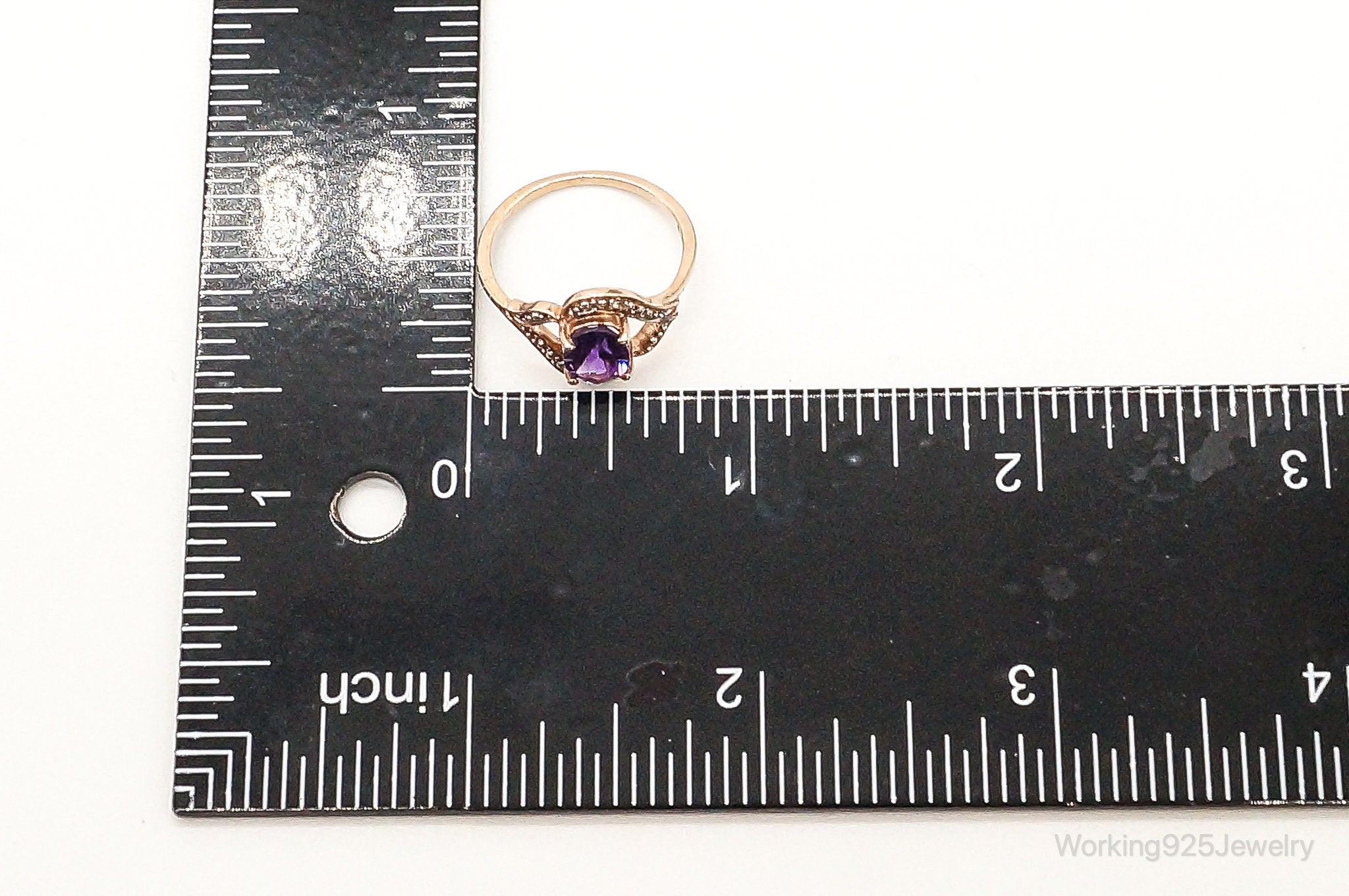 Designer TGGC Amethyst & CZ Rose Gold Vermeil Sterling Silver Ring SZ 7