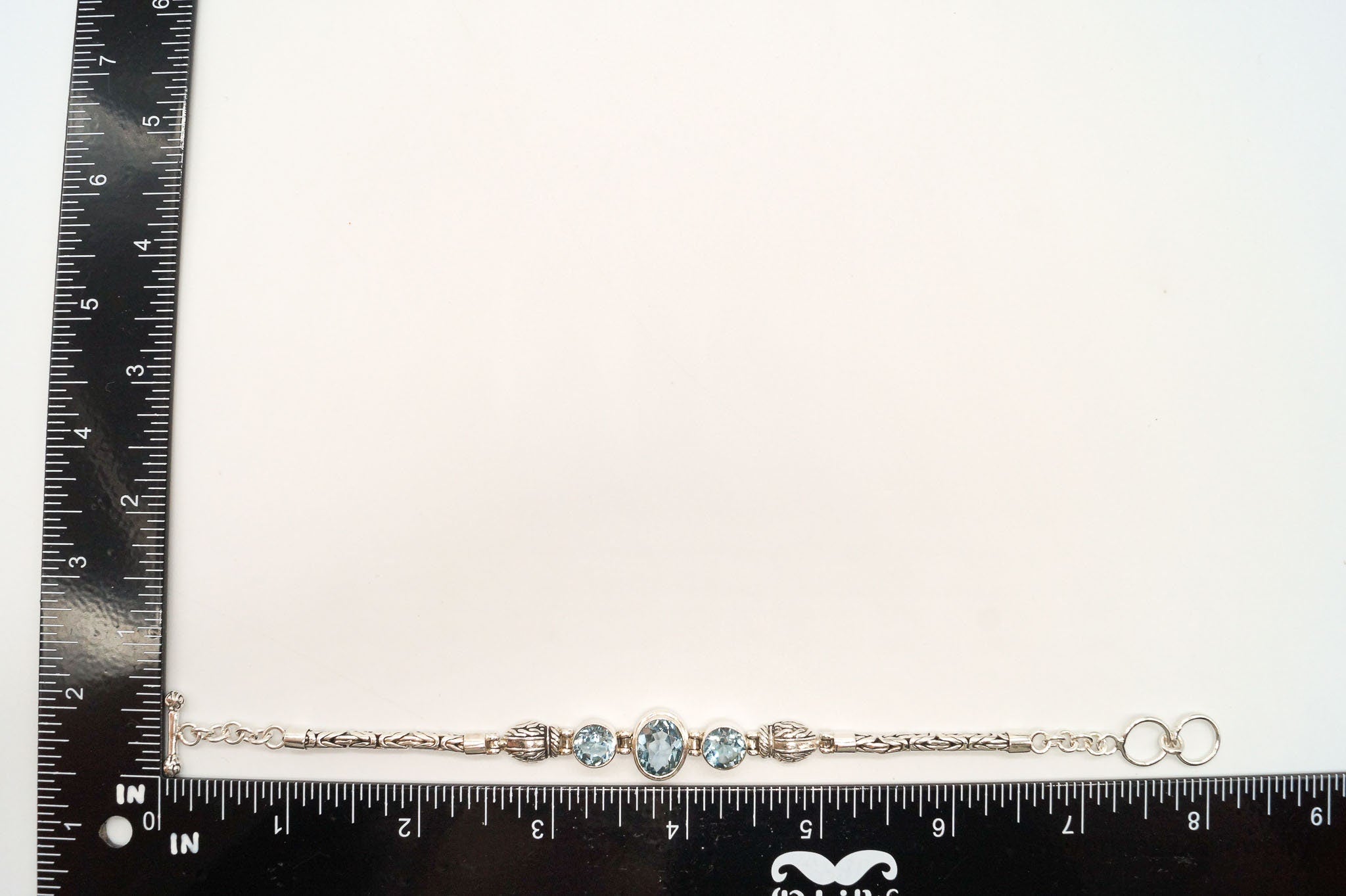 Vintage Blue Topaz Sterling Silver Toggle Bracelet