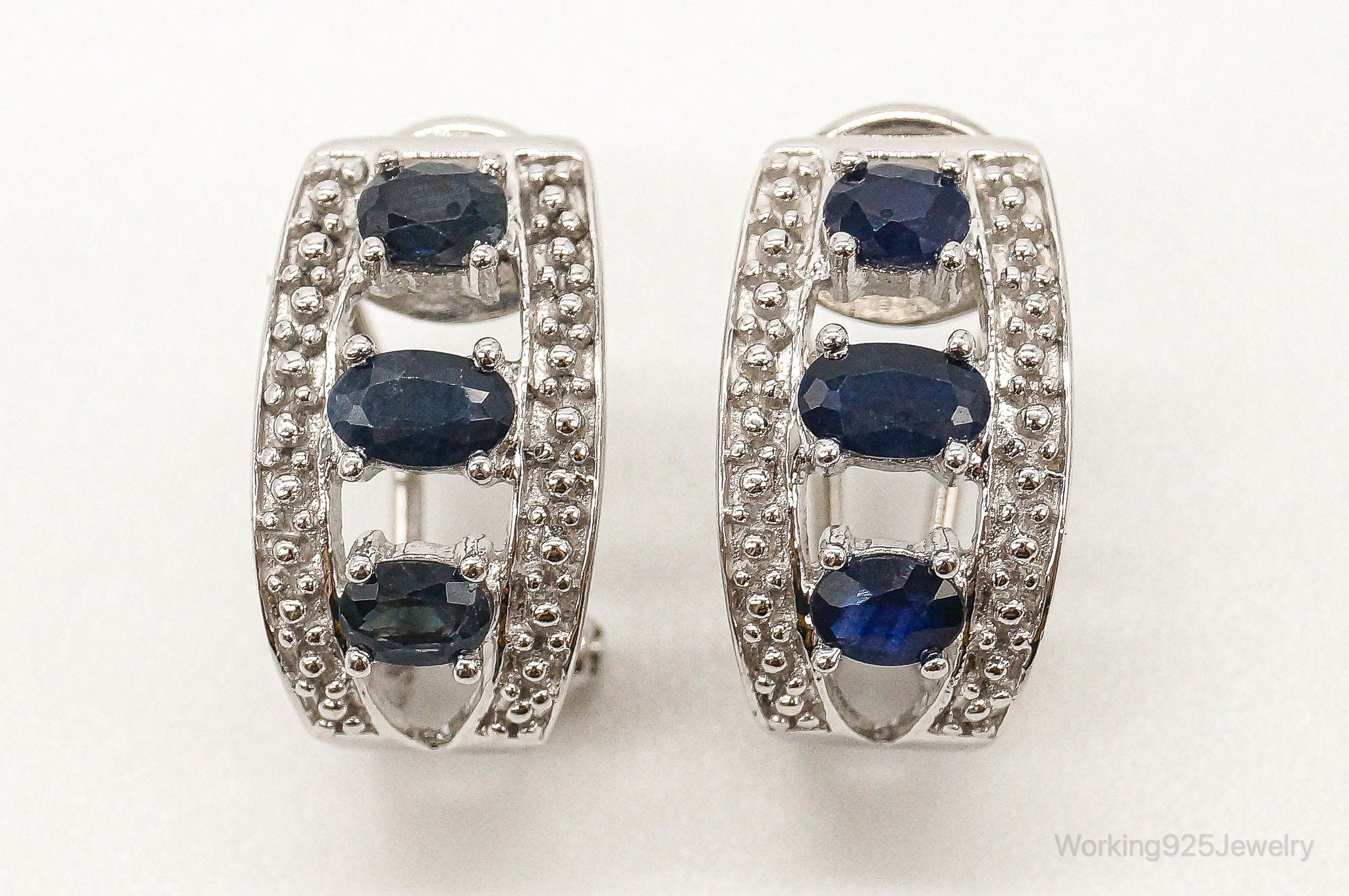 Blue Sapphire Sterling Silver Earrings