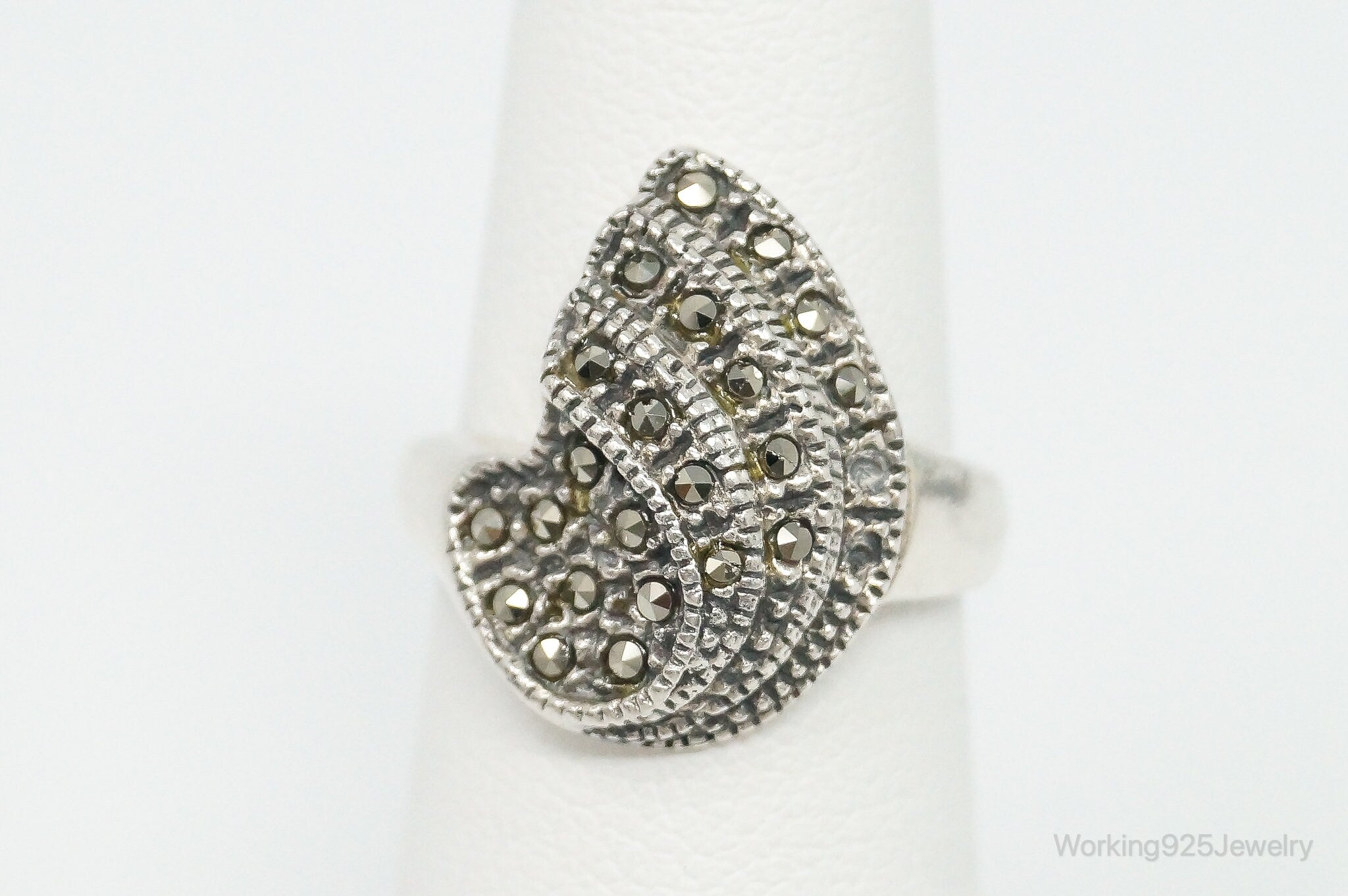 Vintage Art Deco Style Marcasite Sterling Silver Ring Size 5