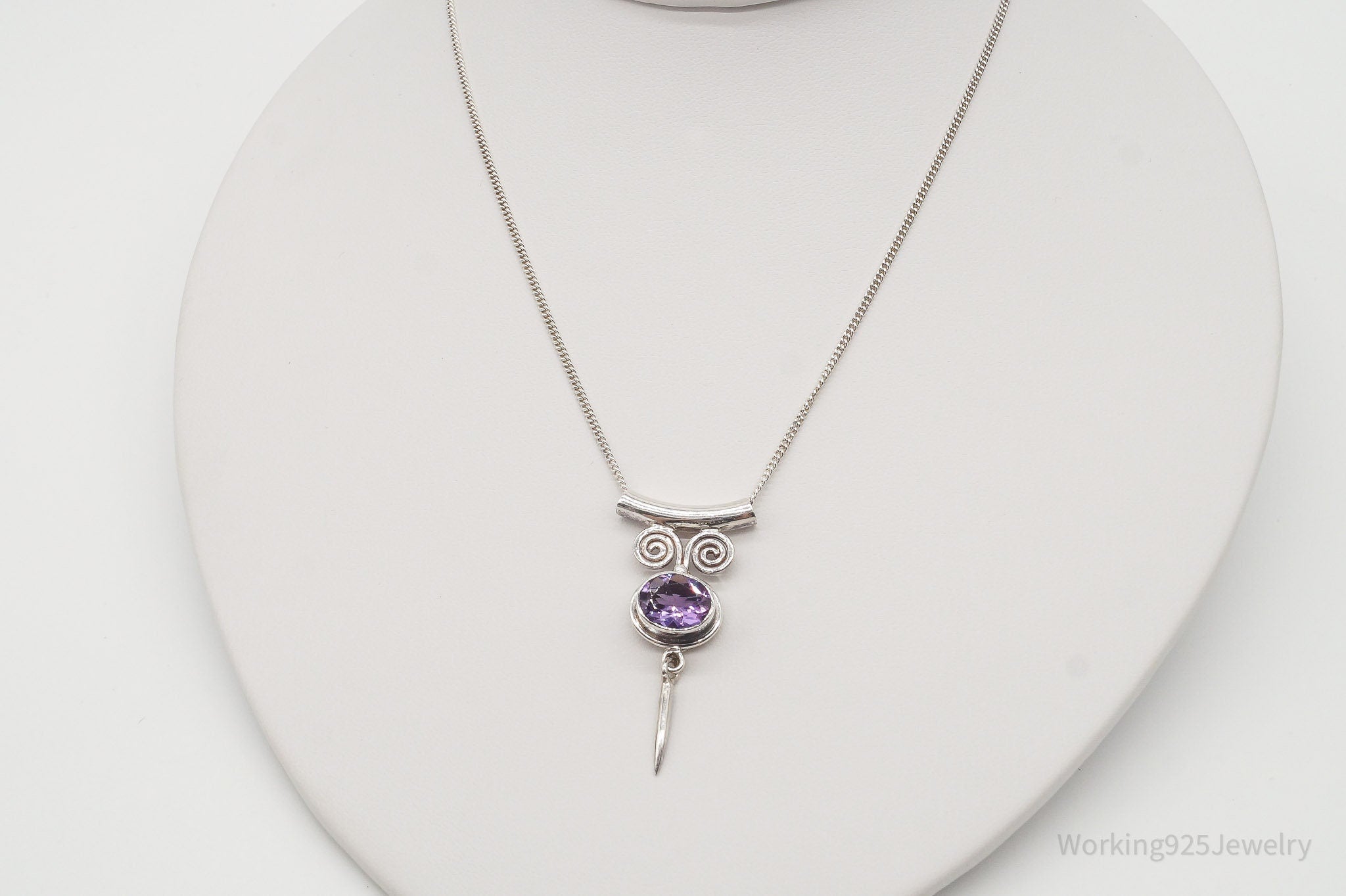 Vintage Designer Sajen Amethyst Sterling Silver Necklace