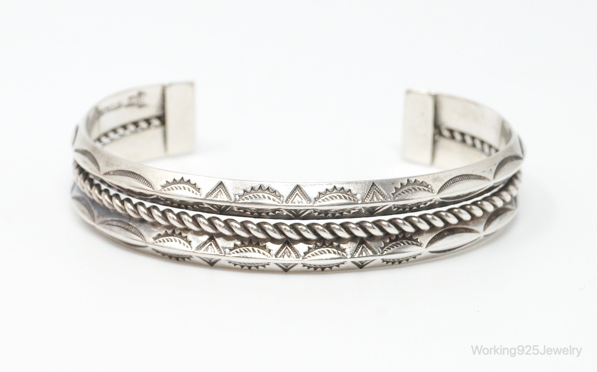 Southwest Designer Bell Trading Post Sterling Silver Cuff Bracelet