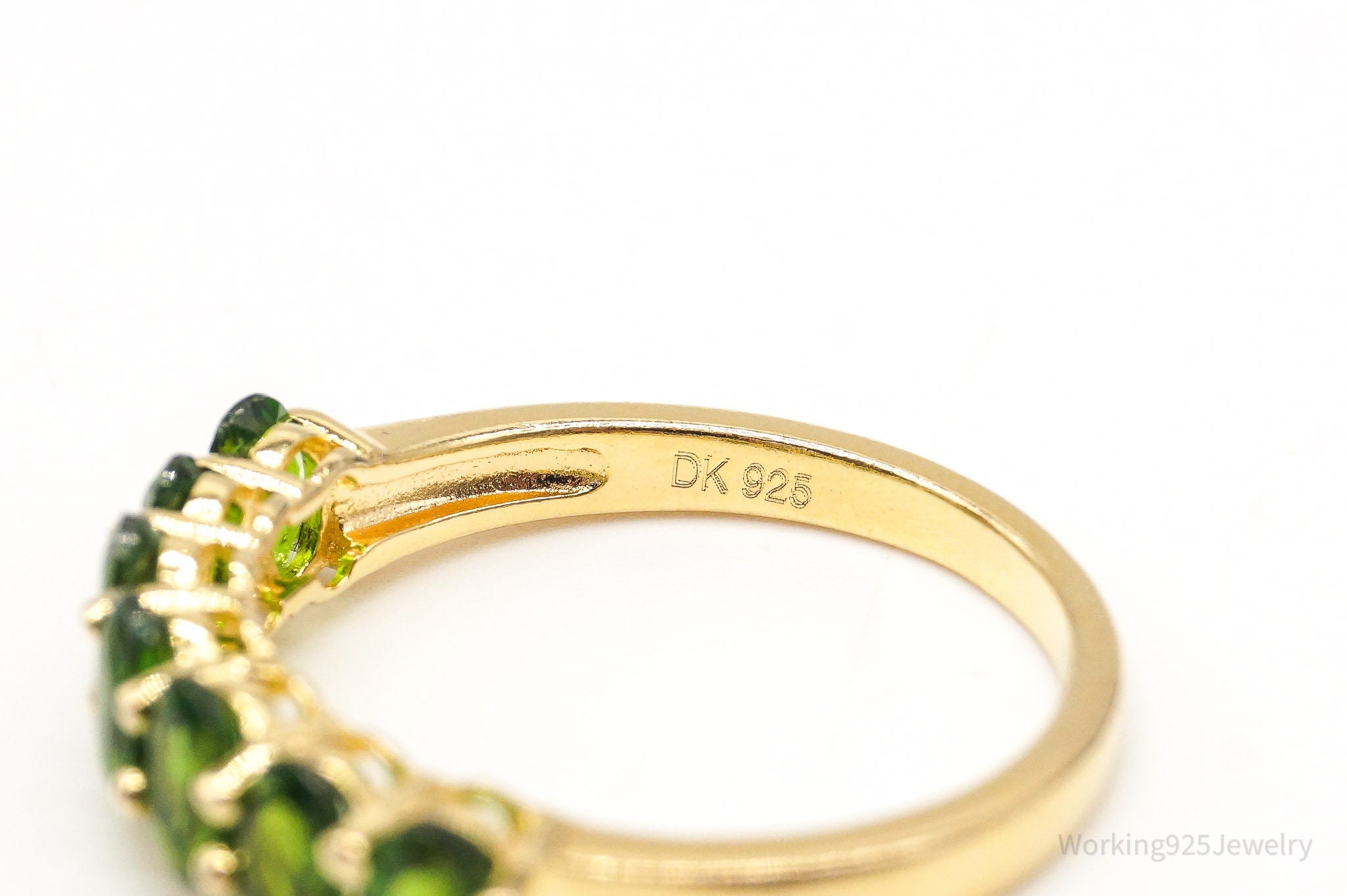 Designer DK Peridot Gold Vermeil Sterling Silver Ring Size 8