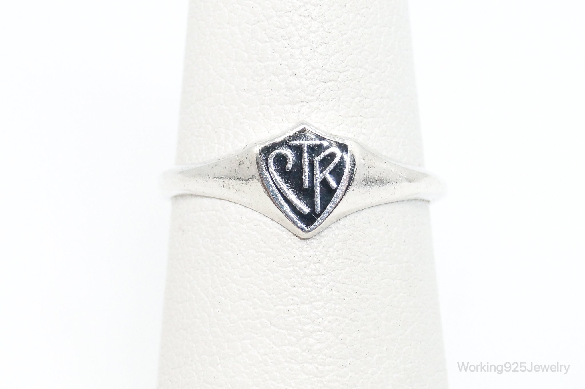 CTR "Choose The Right" Black Enamel Shield Sterling Silver Ring - Size 5.25