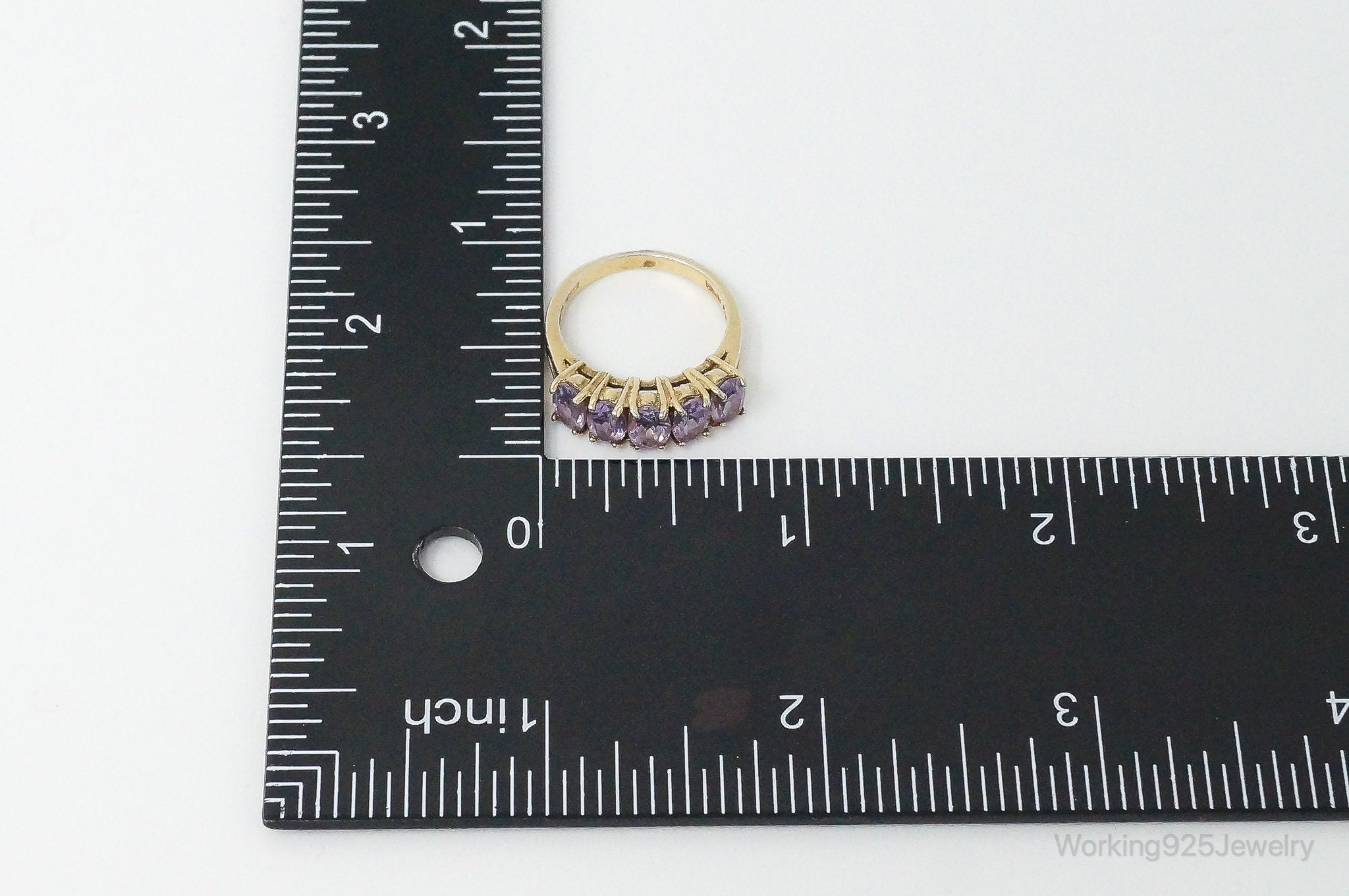 Vintage Amethyst Gold Vermeil Sterling Silver Ring - Size 6