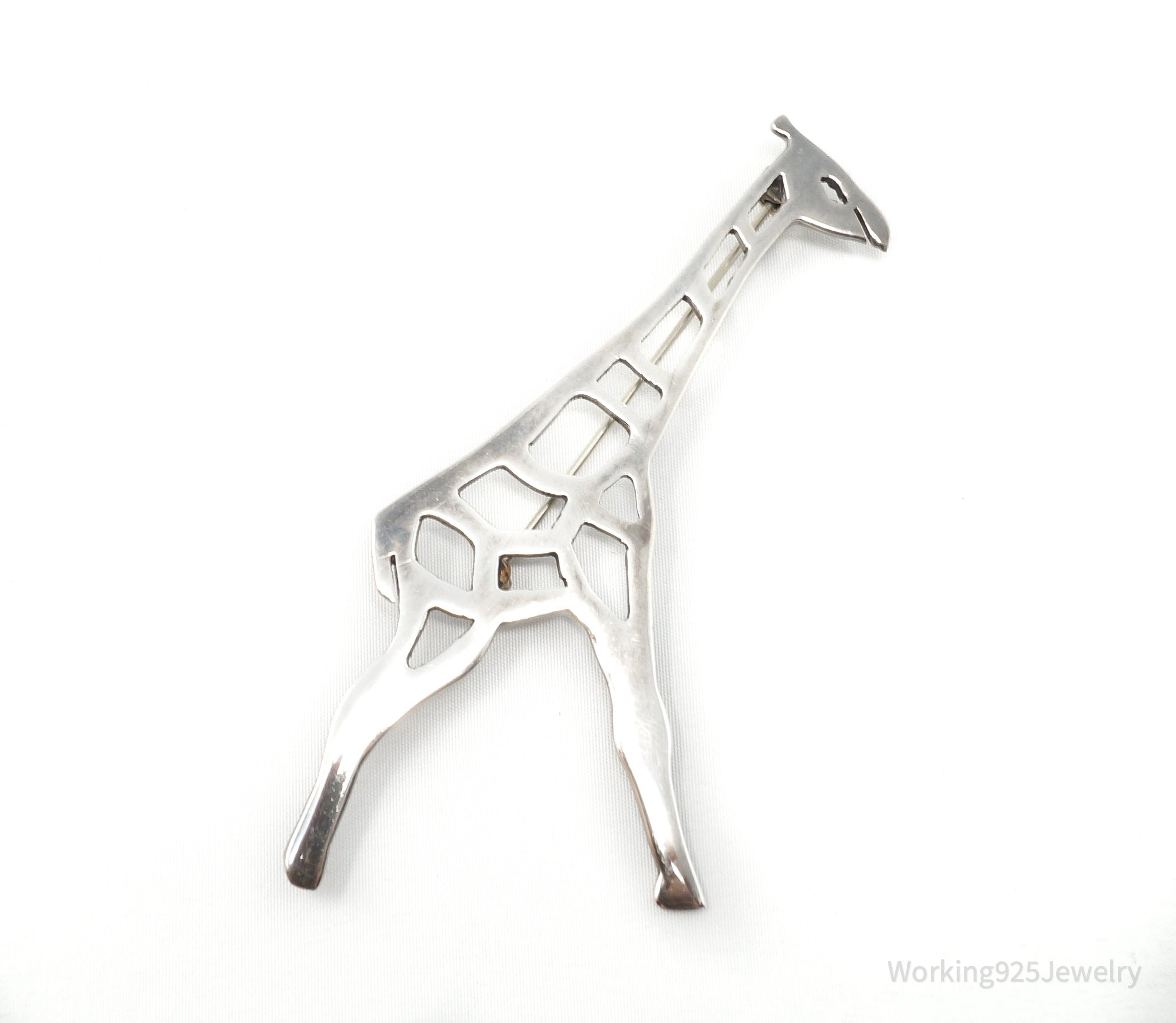 Large Vintage Giraffe Sterling Silver Brooch Pin