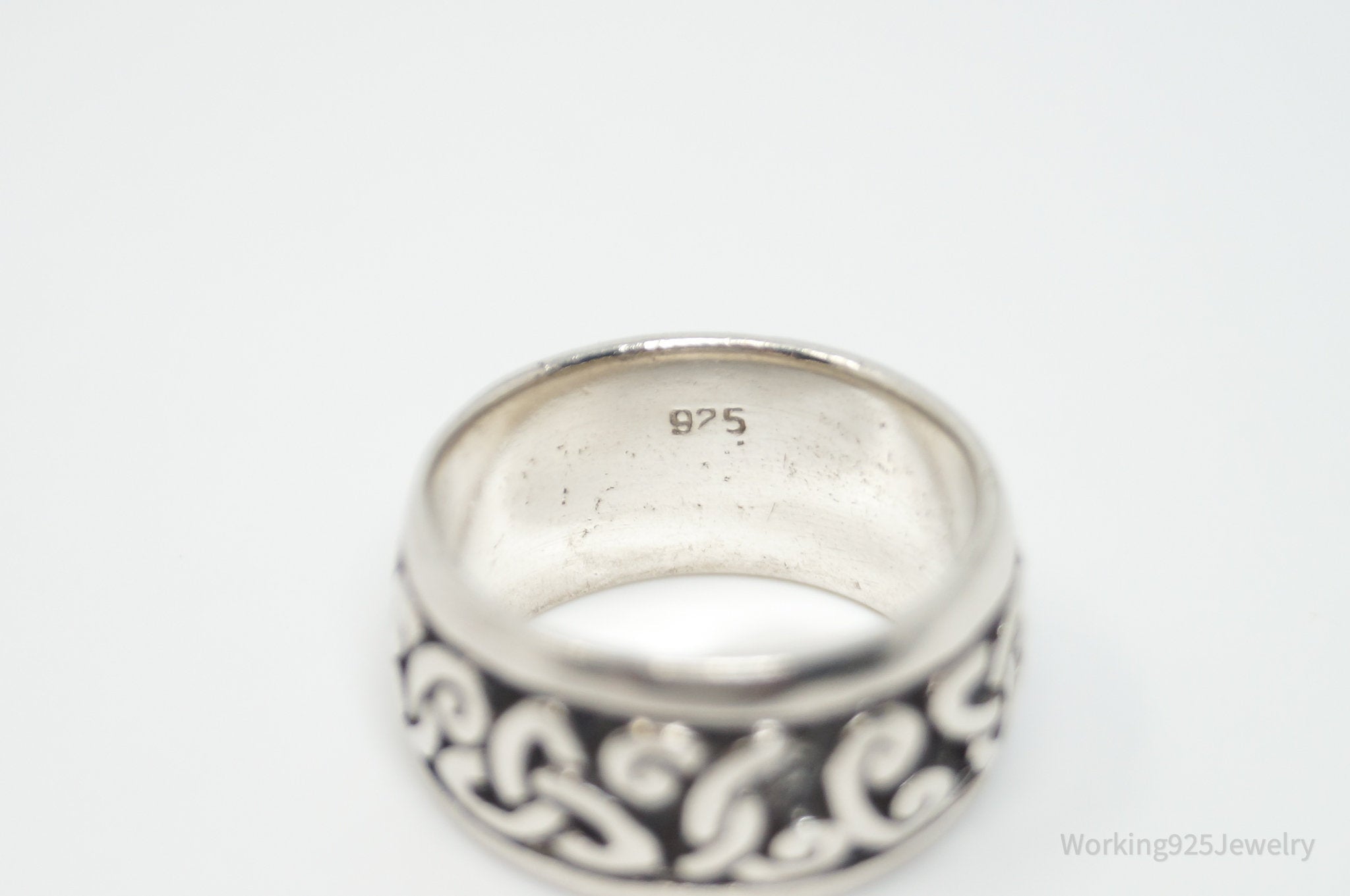 Vintage Celtic Design Sterling Silver Band Ring - Sz 9.75