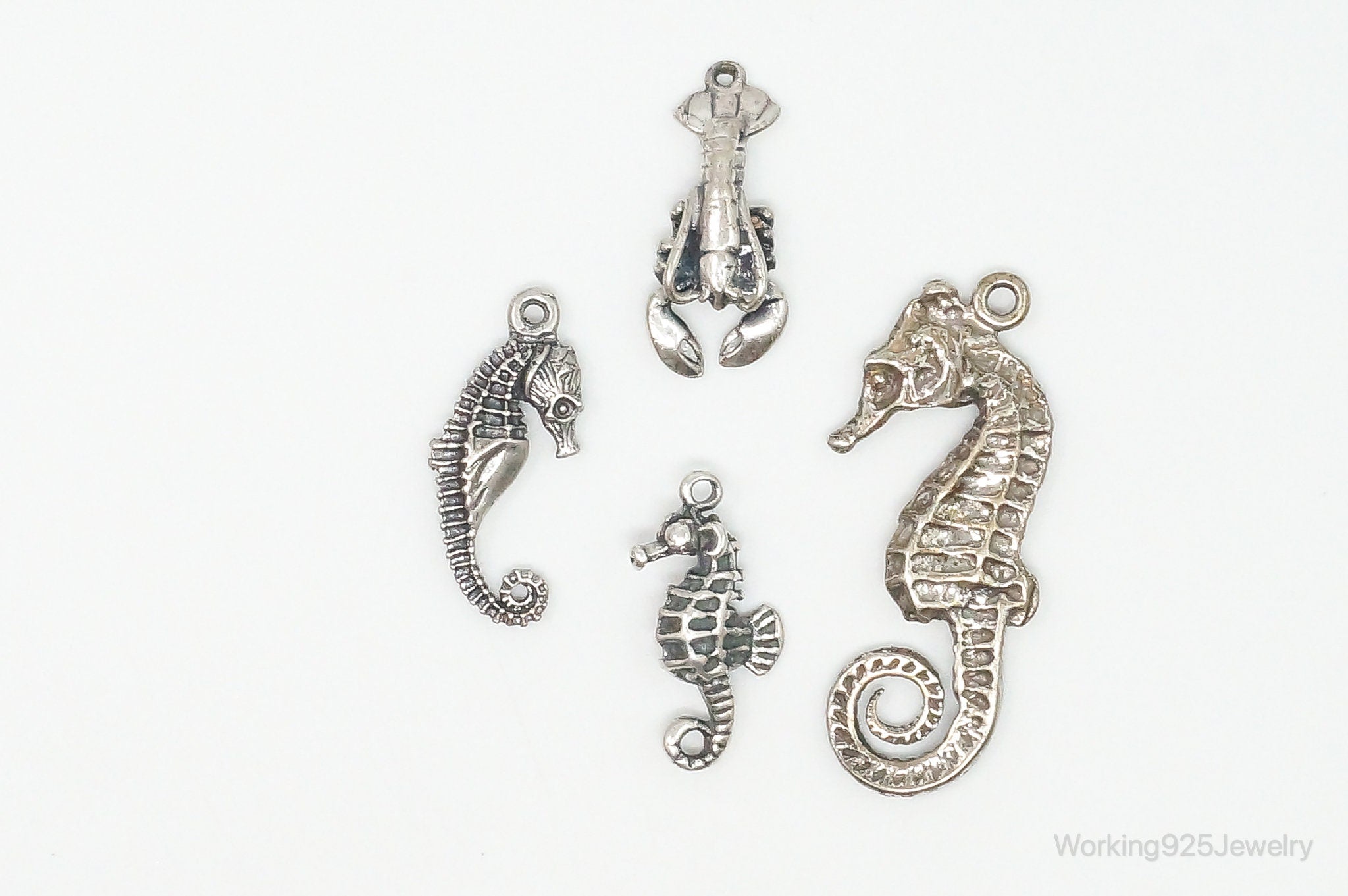 Vintage Antique Seahorses Lobster Ocean Sea Life Sterling Silver Charms Lot