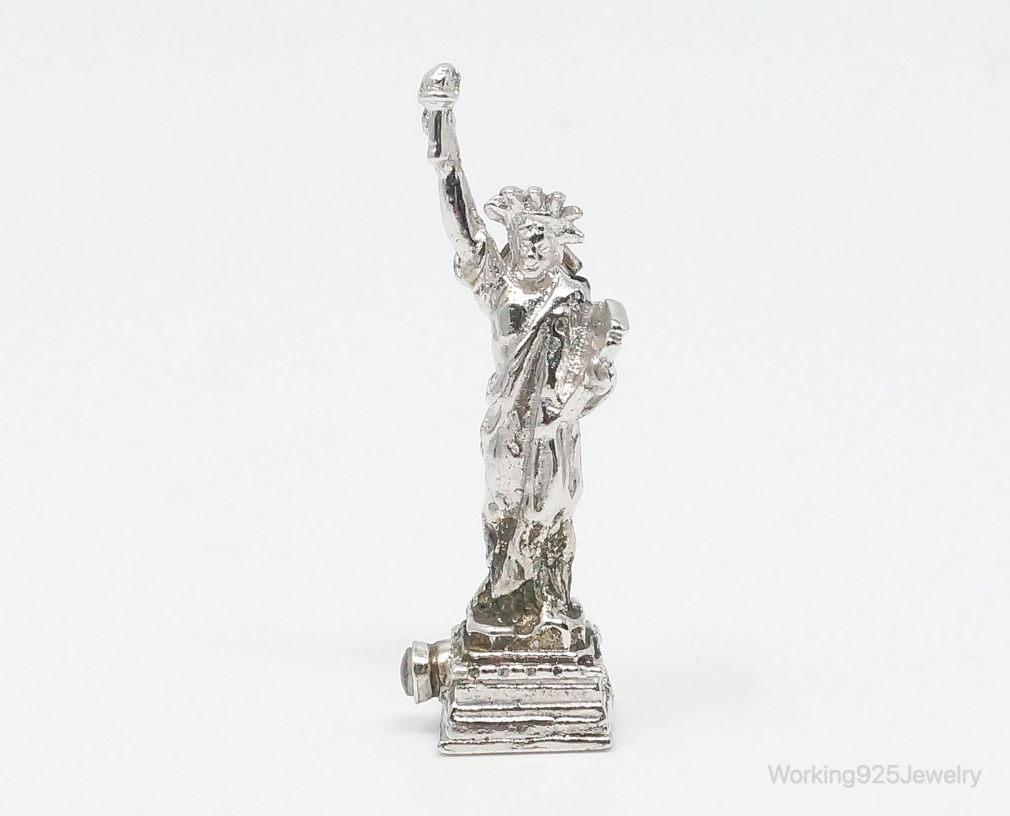 Rare Statue of Liberty New York Skyline Picture View Sterling Silver Charm