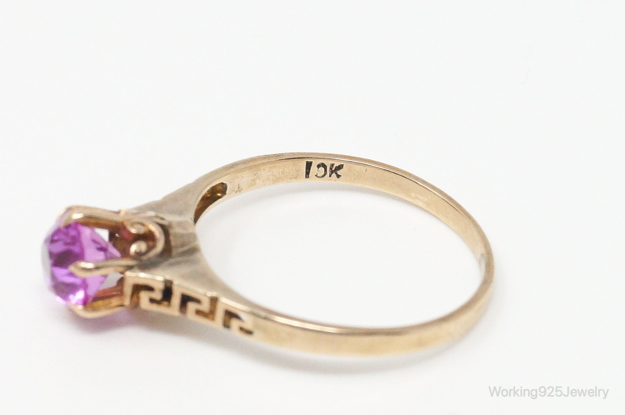 Antique Pink Sapphire 10K Gold Ring 4.75