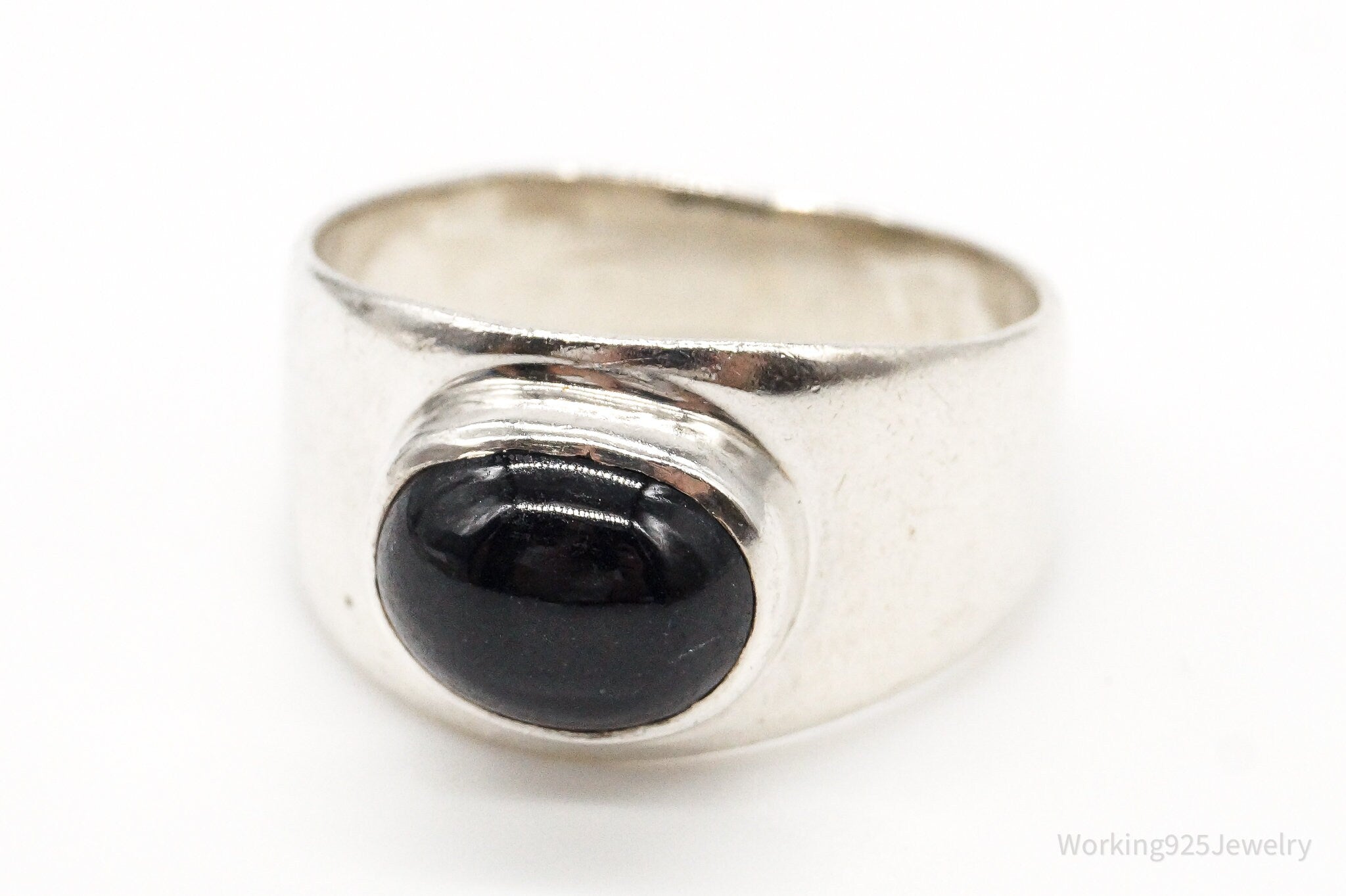 Vintage Black Onyx Sterling Silver Ring - Size 12