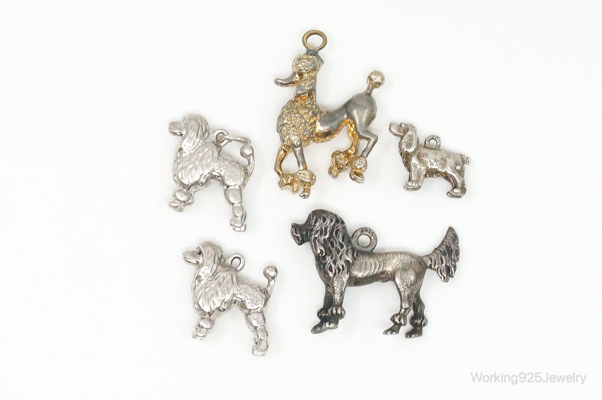 Vintage Antique Puppies Dogs Sterling Silver Charms Lot