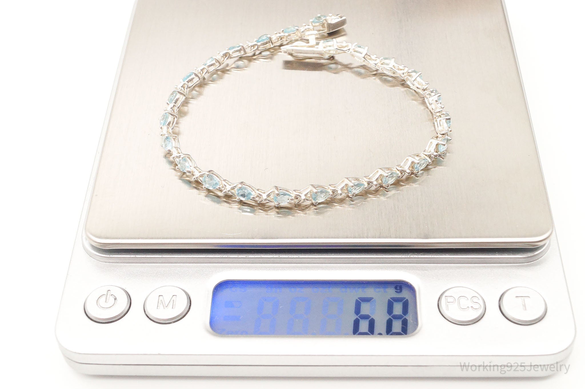 Vintage Blue Topaz Sterling Silver Tennis Bracelet