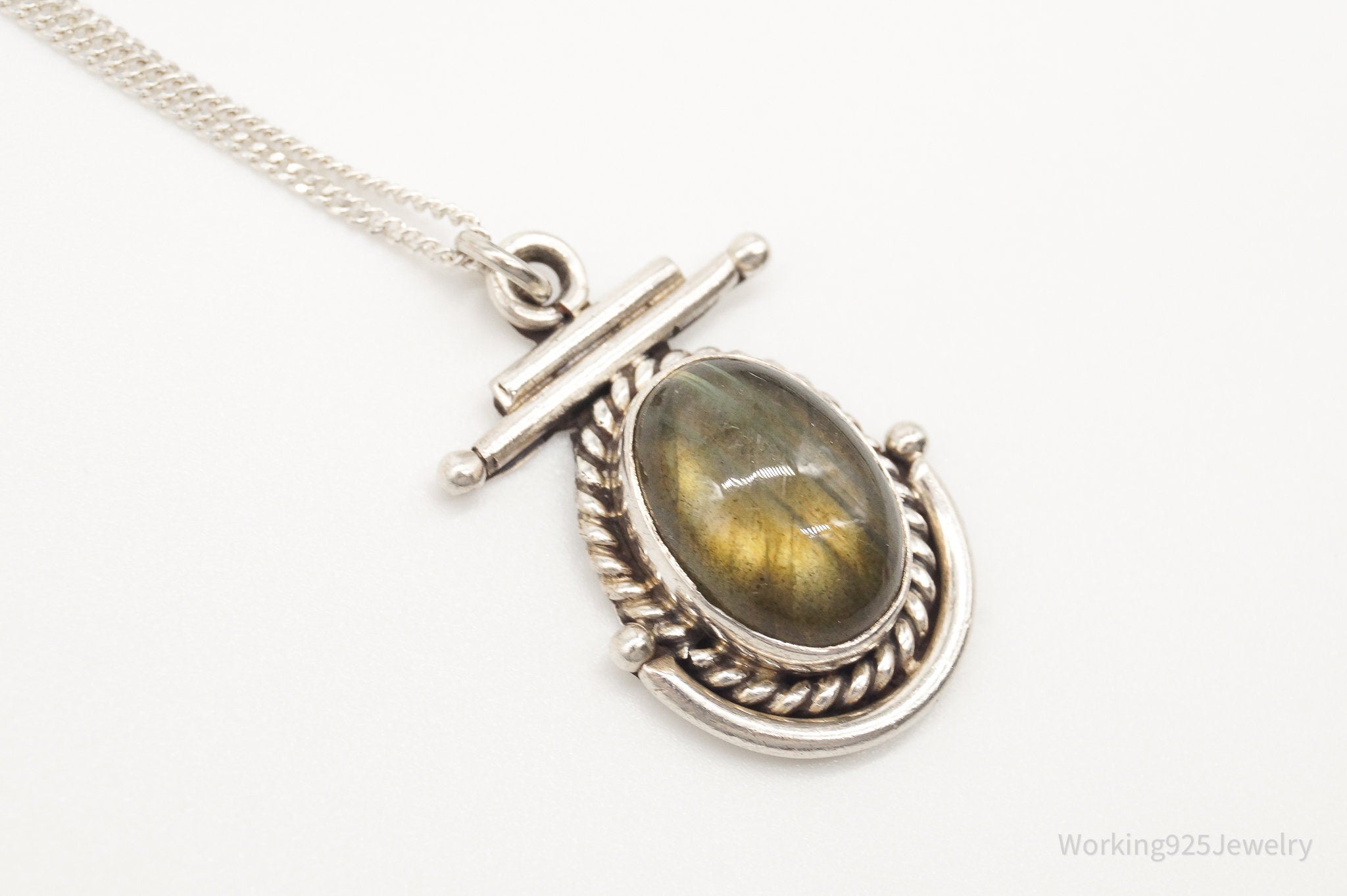 Vintage Labradorite Sterling Silver Necklace