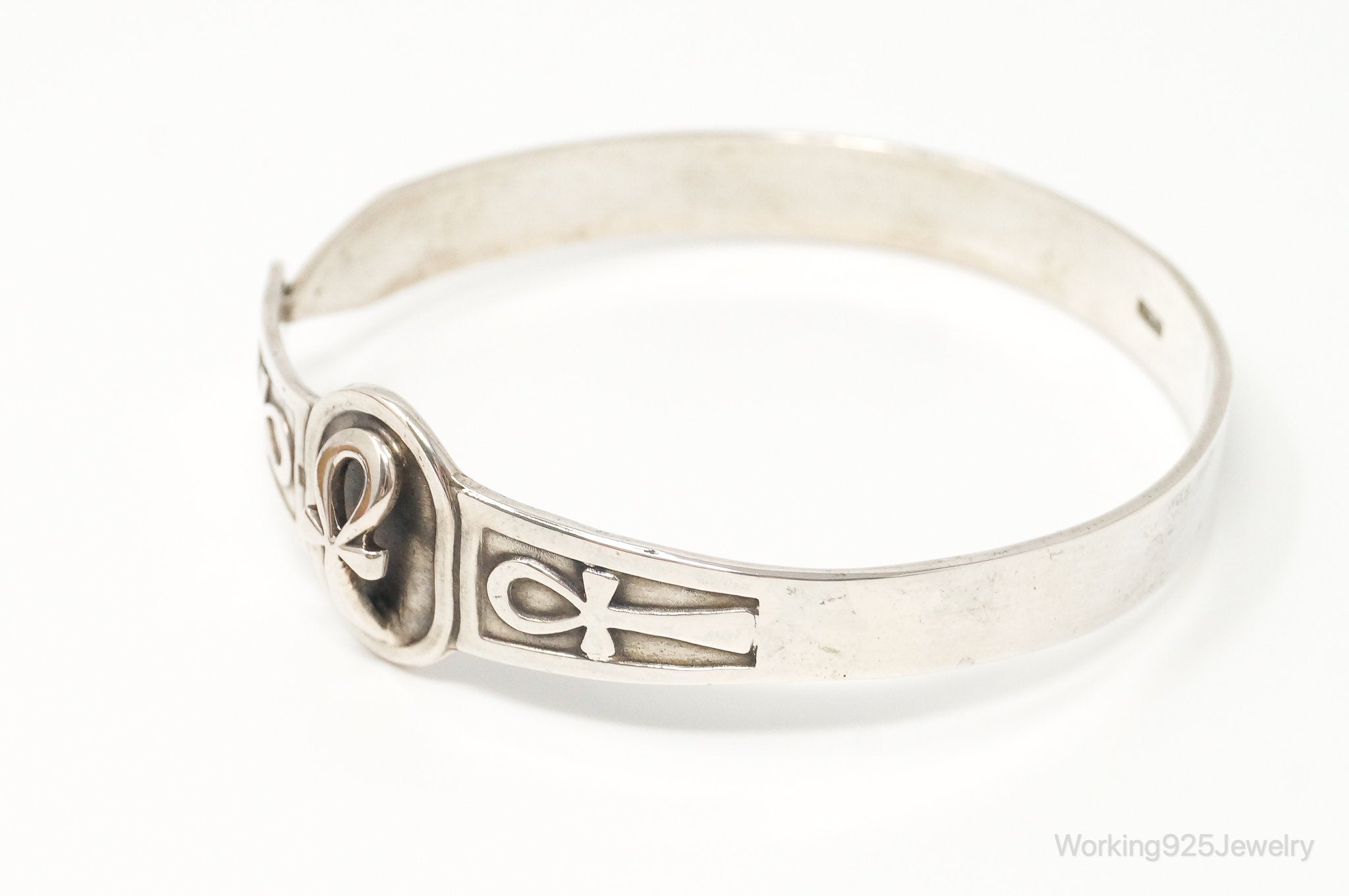 Vintage Egyptian Ohm Sterling Silver Bracelet